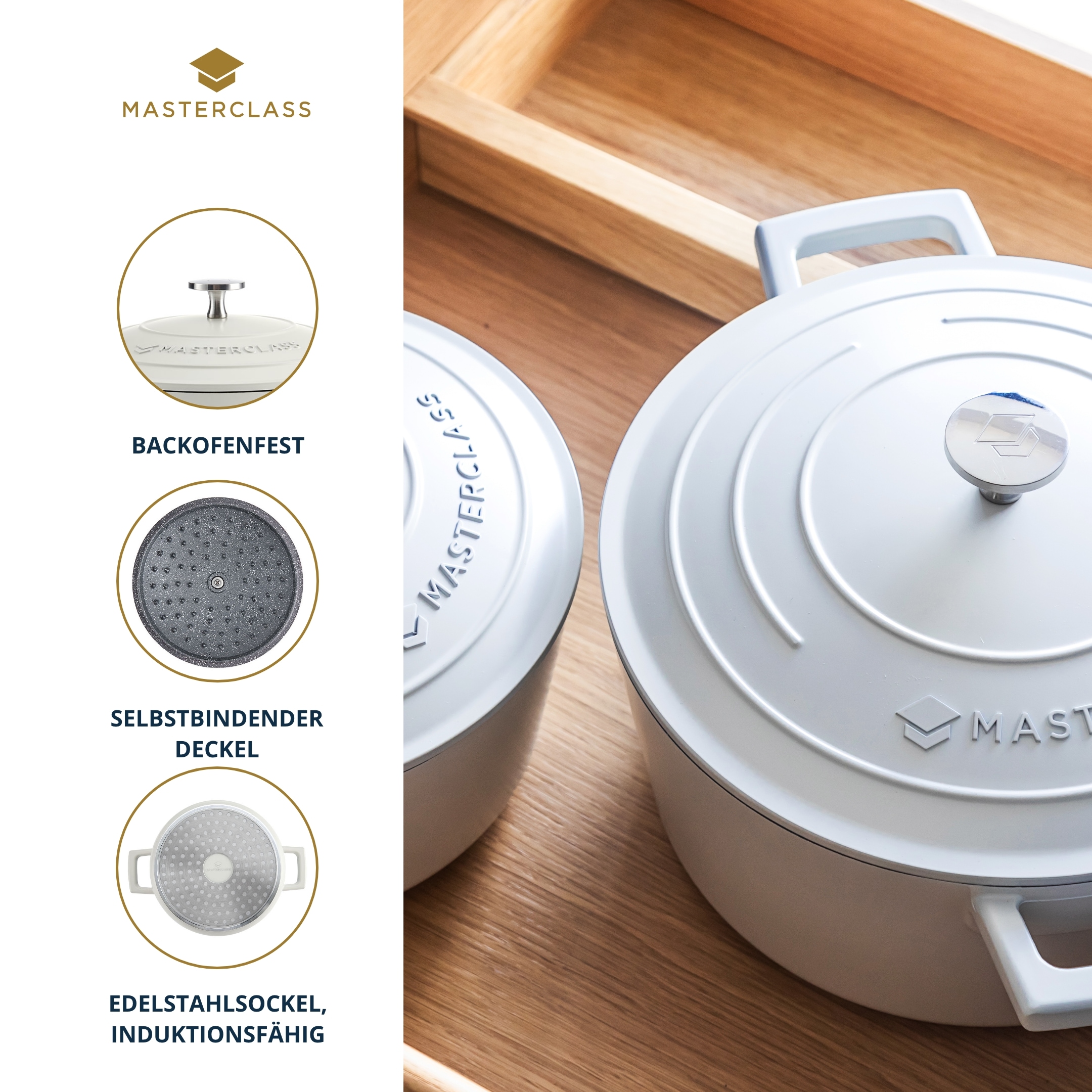 Master Class Kasserolle »MasterClass«, Aluminiumguss, 2,5 Liter, rund, ultraleicht,kratzfeste Antihaftbeschichtung,Induktion