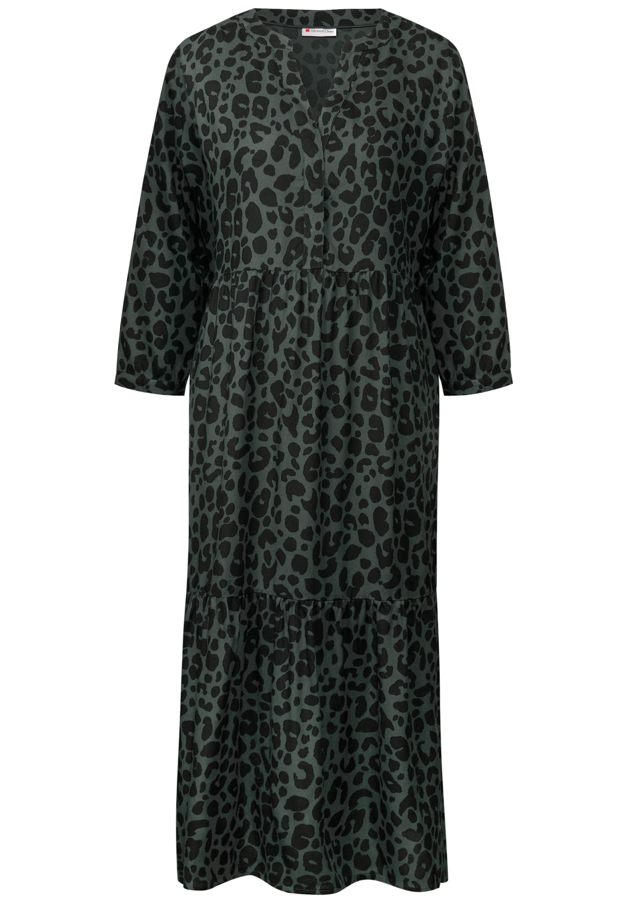 STREET ONE Volantkleid, 3/4-Arm und mit Animal-Print