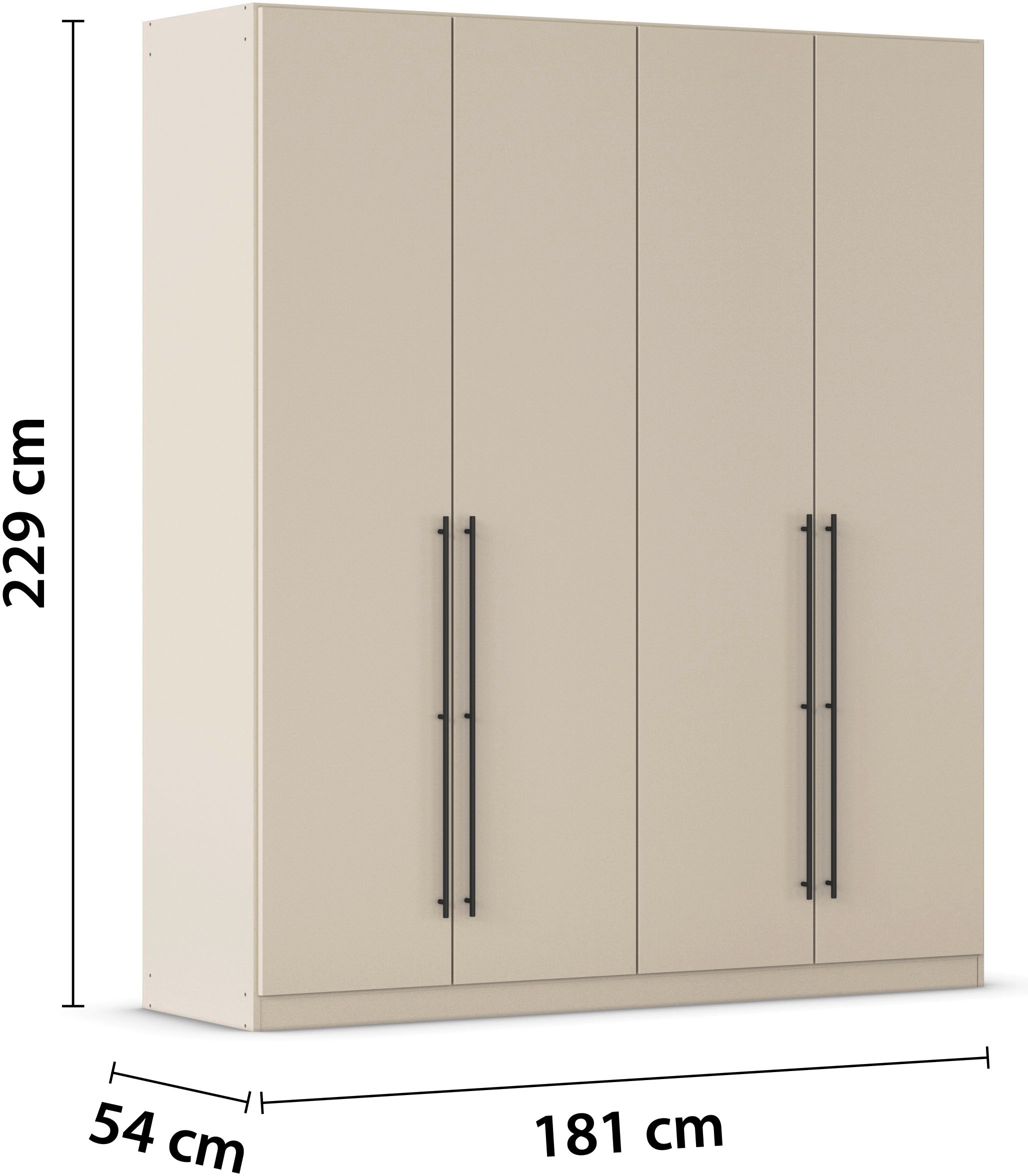 rauch Kleiderschrank »Drehtürenschrank Schrank Garderobe Wäscheschrank Schlafzimmer AVOLA«, (in 3 verschiedenen Ausstattungen BASIC/CLASSIC/PREMIUM), mit hochwertigen Stangengriffen in Schwarz aus Metall MADE IN GERMANY