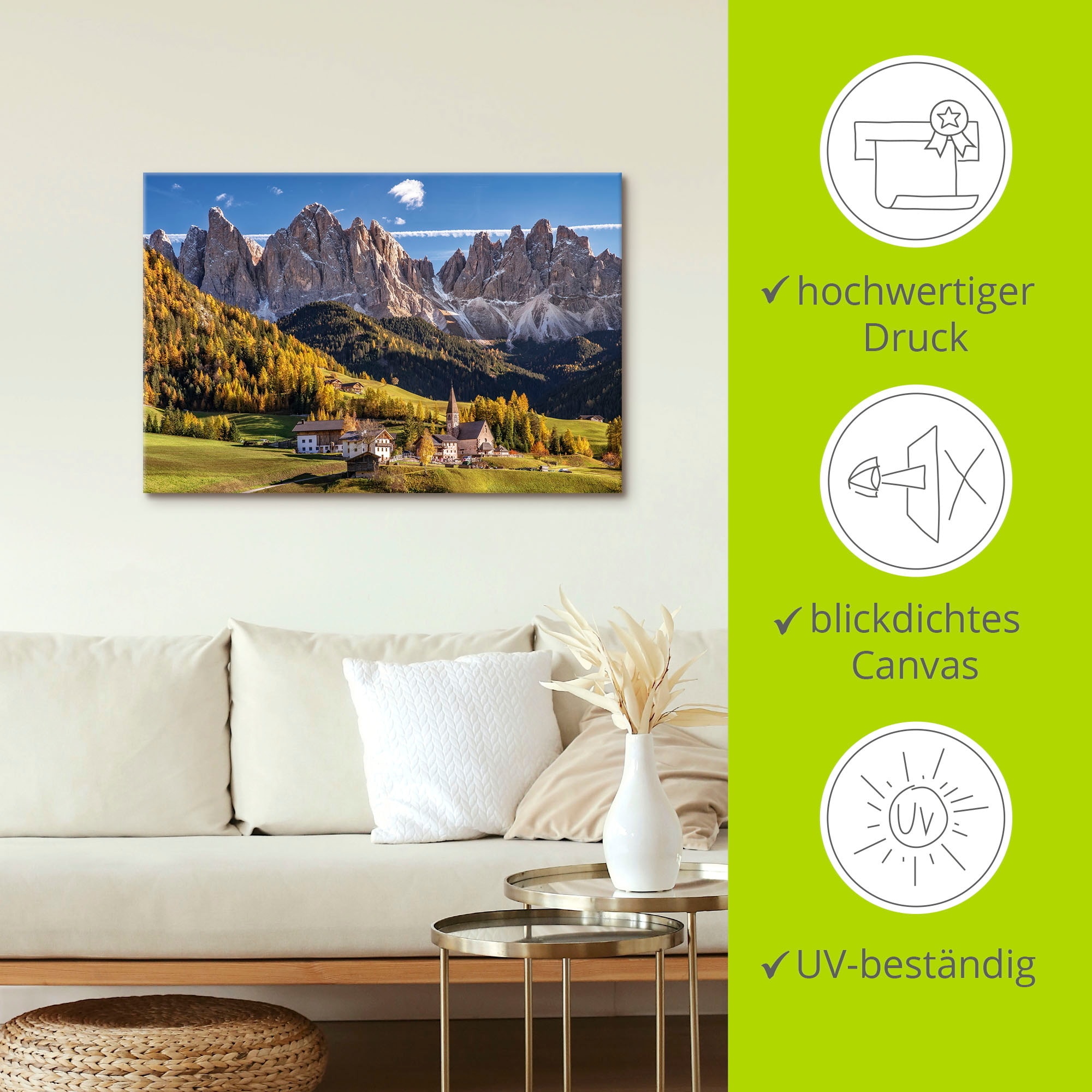 Artland Wandbild »Herbst in Südtirol«, Berge & Alpenbilder, (1 St.), als Leinwandbild, Poster in verschied. Größen
