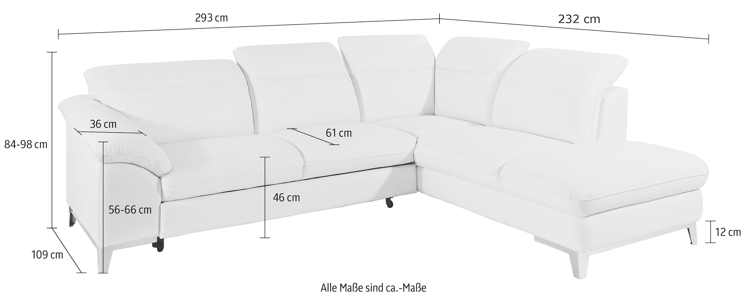 COTTA Polstergarnitur »Teresa L-Form«, (Set), Set bestehend aus: Ecksofa mit Kopfteilverstellung & Hocker