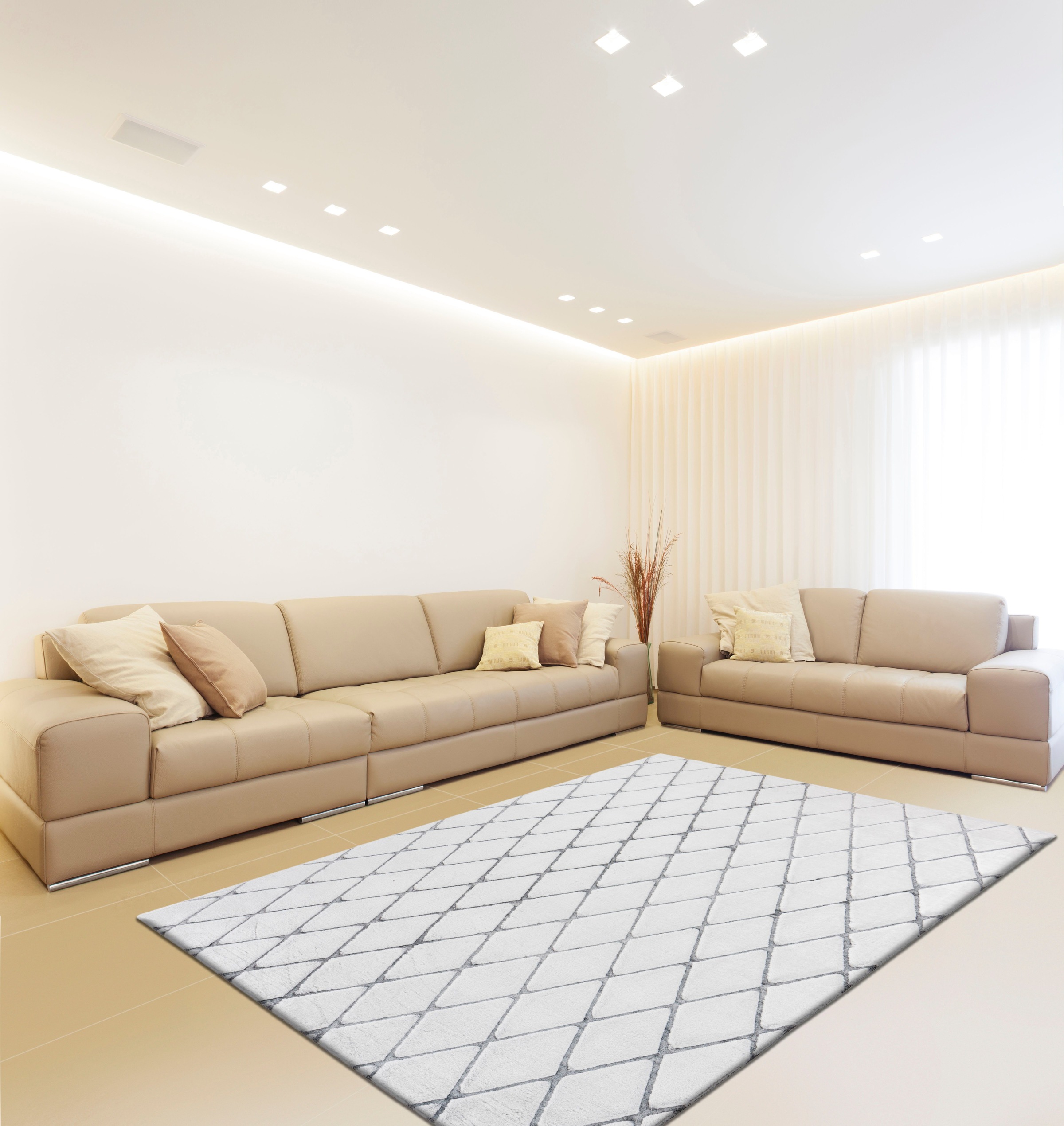 calo-deluxe Teppich »Jardan-2000«, rechteckig, 20 mm Höhe, besonders weich durch Microfaser, Rauten-Design