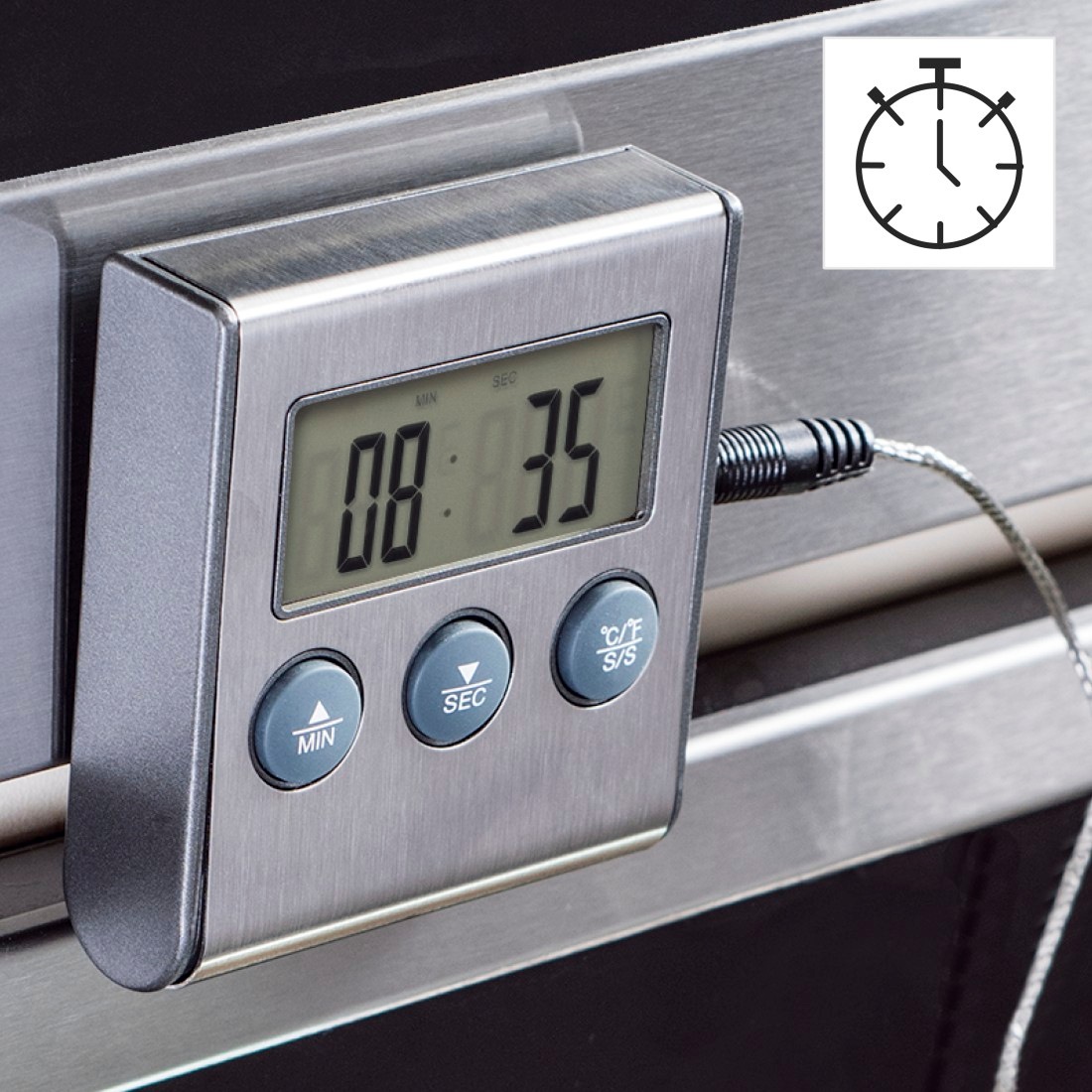 Xavax Bratenthermometer »Digitales Bratenthermometer mit Timer, Fleischthermometer«, Timer