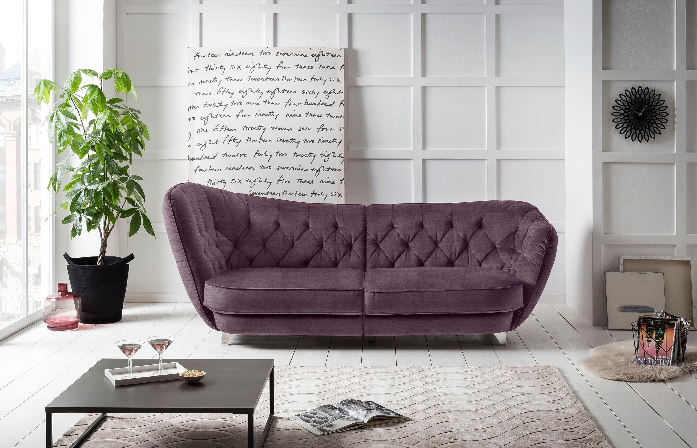 Leonique Big-Sofa »Retro«, stylischer Hochlehner günstig online kaufen