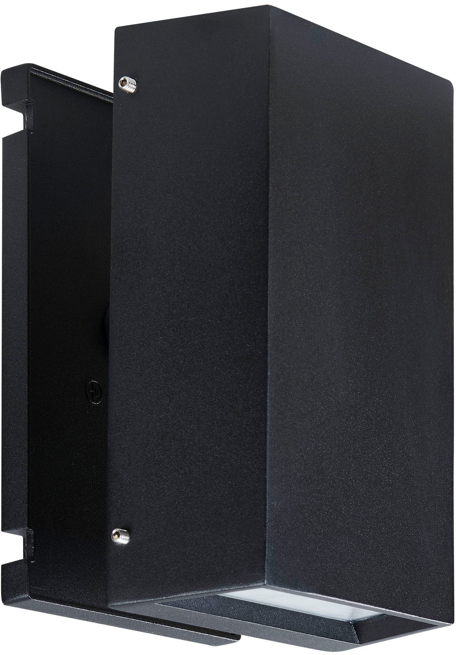 EGLO Wandleuchte »Spongano Wandlampe, Außenbeleuchtung, Aluminium und Glas, IP65, Lampe« LED-Modul 1 Stk. Kaltweiß | Neutralweiß | Warmweiß Wand-/Deckenleuchte - L12 x H20 x AL6 cm - schwarz - 2X5W inkl.