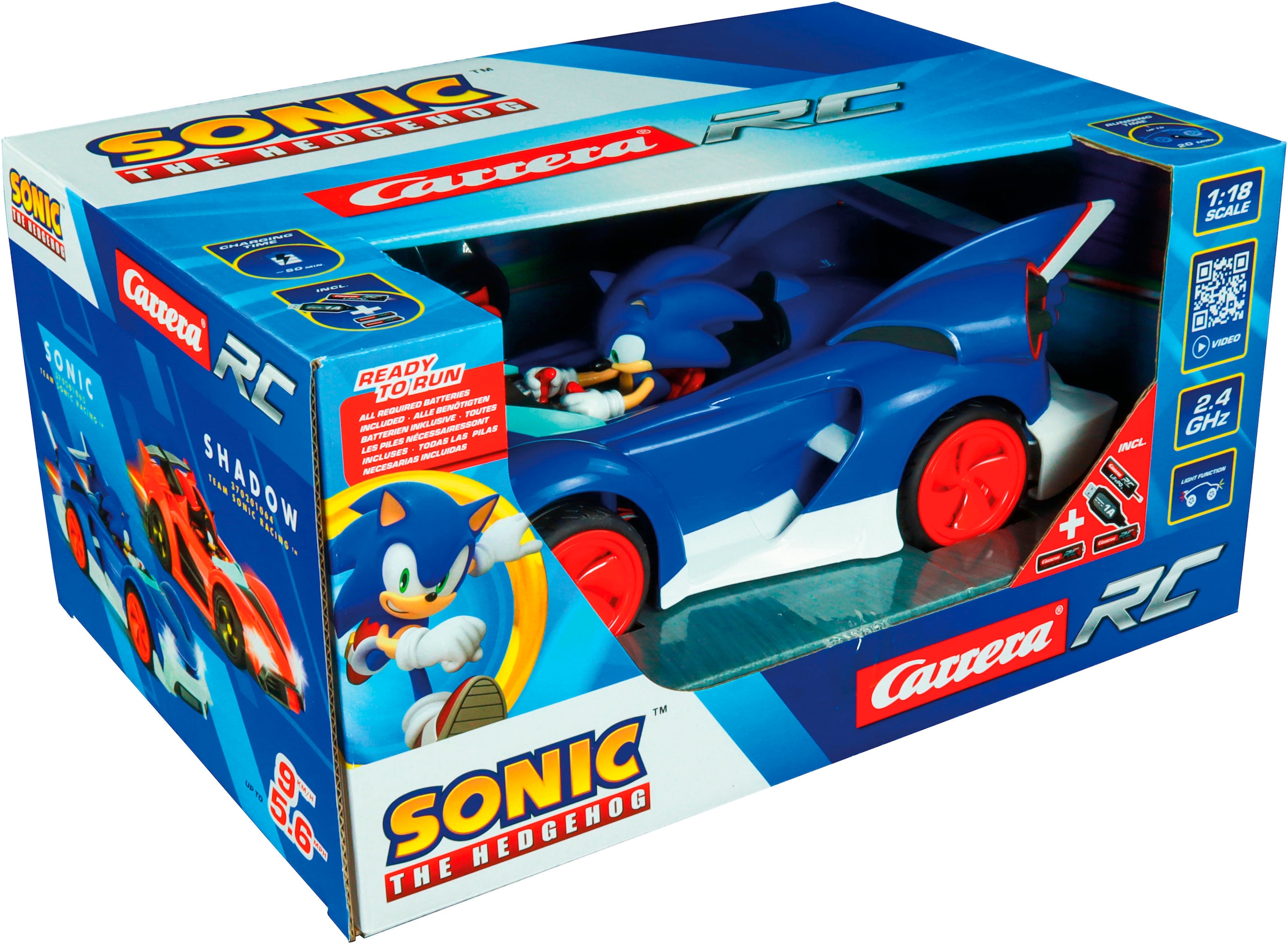 Carrera® RC-Auto »Carrera® RC, Team Sonic Racing™ - Sonic, 2,4 GHz«, mit LED-Licht