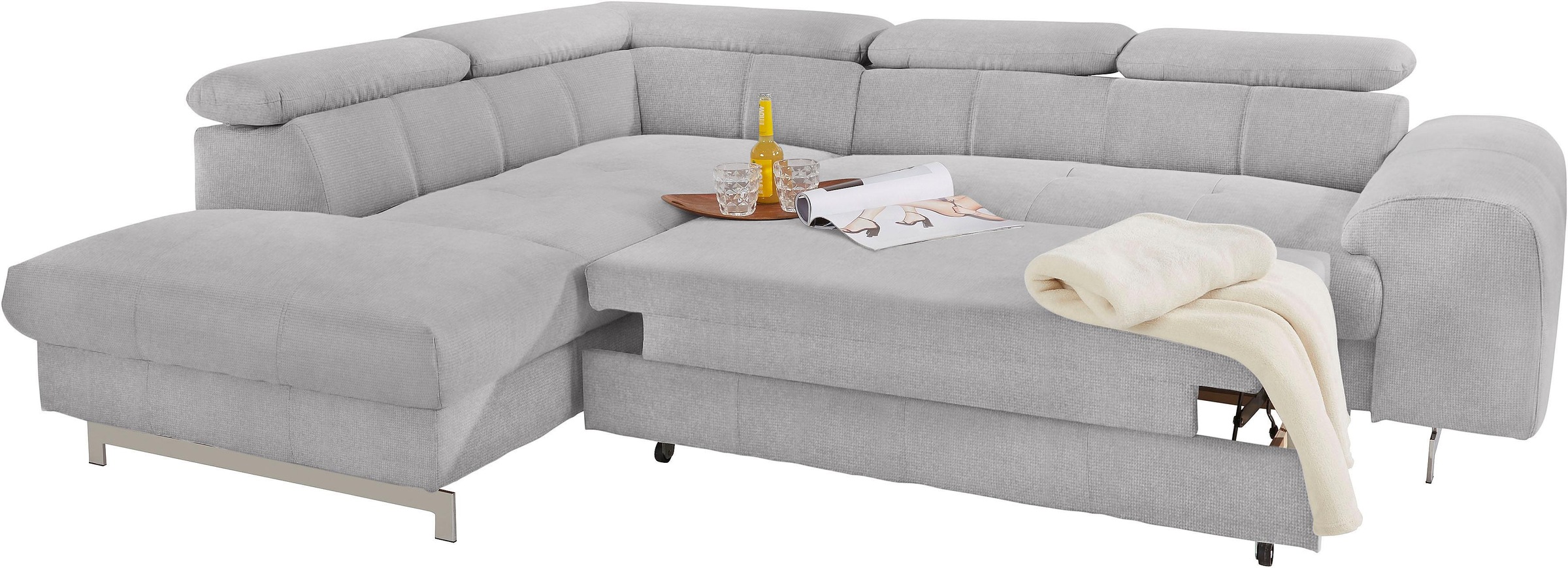 COTTA Ecksofa »Chef L-Form«, mit Kopfteilverstellung, wahlweise mit Bettfunktion & Bettkasten