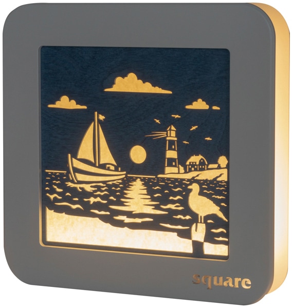 Weigla LED Dekolicht »Square Standbild Maritim, Batterie & Timer, WEIẞ-BLAU günstig online kaufen