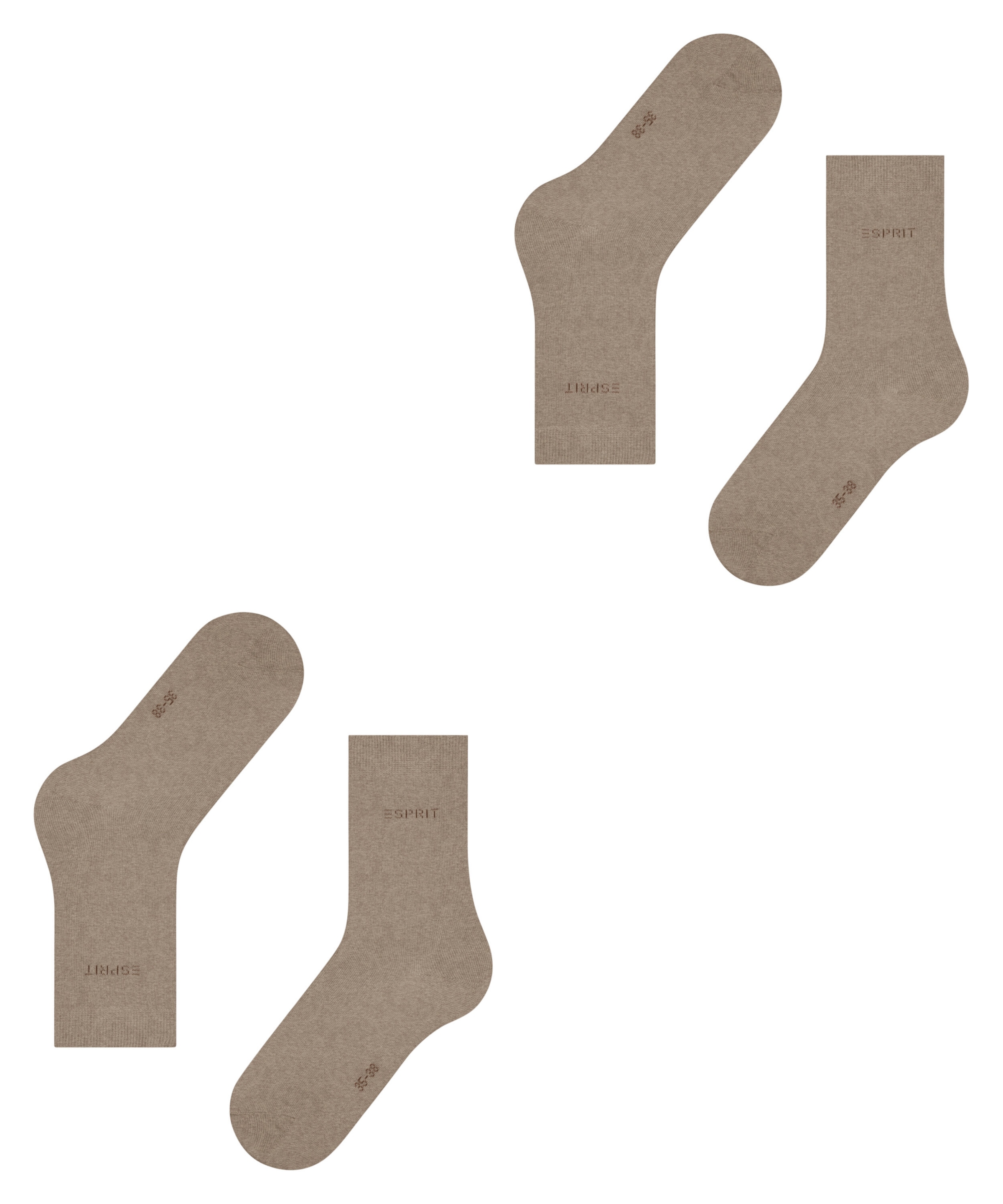 Esprit Socken »Uni«, (2 Paar), geripptes Bündchen