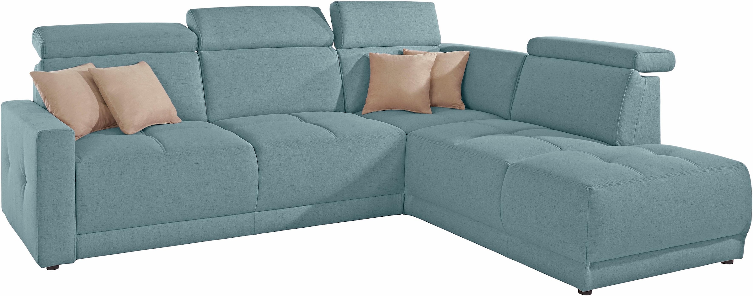 DOMO collection Ecksofa »Ava, moderne Sitzheftung mit toller Doppelnaht, komfortabel, L-Form«, mit Ottomane, inkl. Federkern, wahlweise mit Kopfteilverstellungen