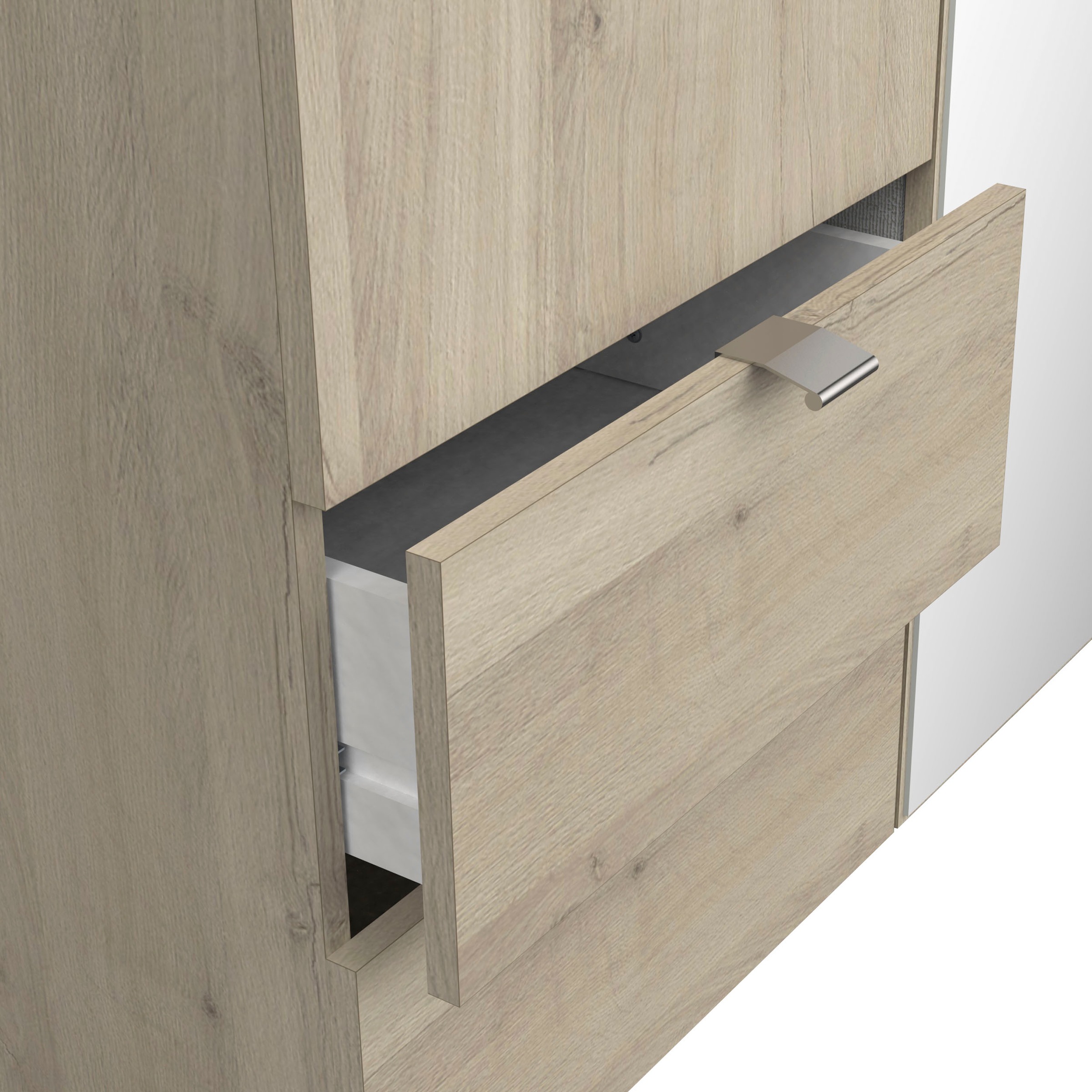 Demeyere GROUP Kleiderschrank »Mellie, 2 Spiegel, 4 Schubladen, 36 Regale, 2 Kleiderstangen«, (H/B/ T ca. 191/180/52cm), maximaler Stauraum, Made in France