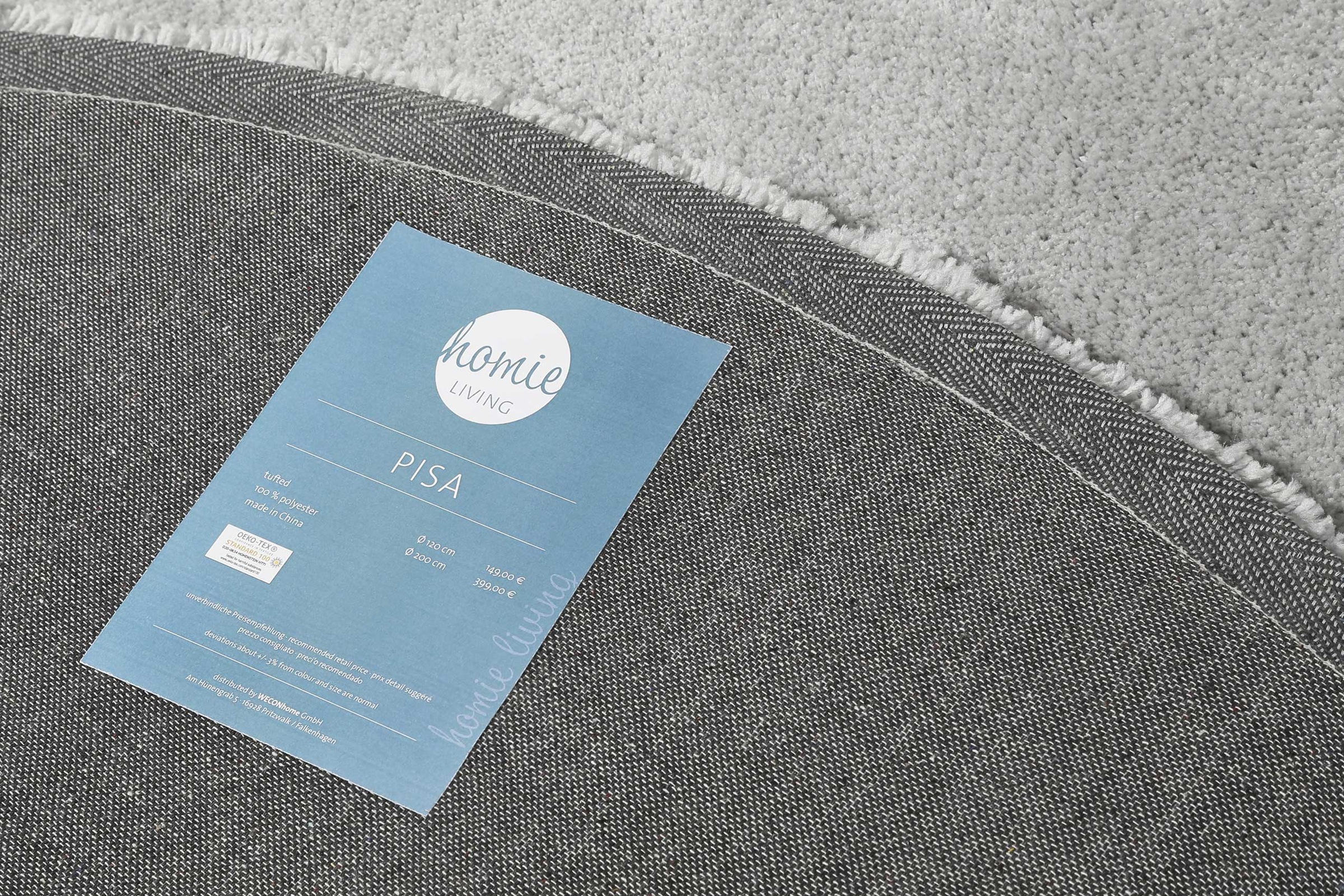 Homie Living Teppich »Pisa«, rund, 25 mm Höhe, Hochflor, Microfaser, uni, weich, Shaggy, Wohnzimmer, Schlafzimmer