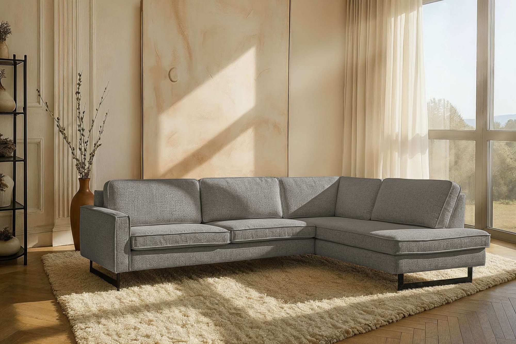 Home affaire Ecksofa »Pinto, 290 cm, Cord, Chenille, Lederoptik, Ottomane l günstig online kaufen