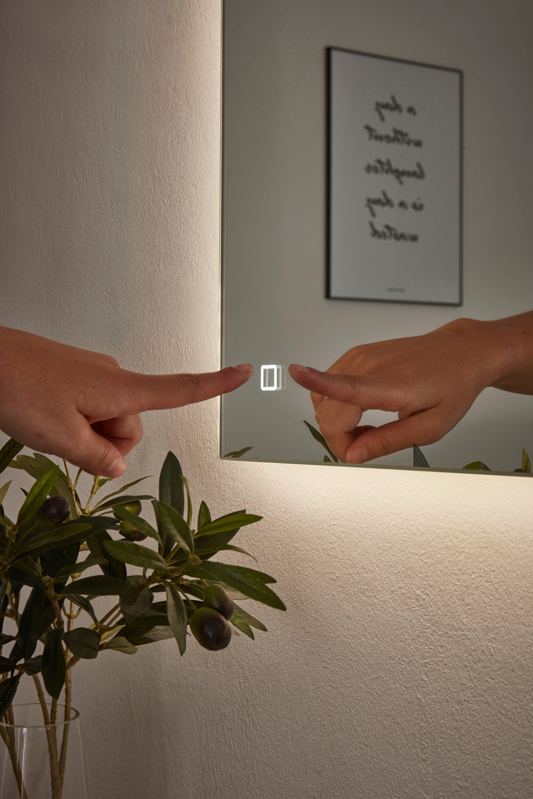 Home affaire Badmöbel-Set »Detroit, Bad im Industrialdesign, inkl. LED, 2-teiliges Badezimmer«, (2 St.), Waschtisch und Spiegel, inkl. Aufsatzwaschbecken aus Mineralguss