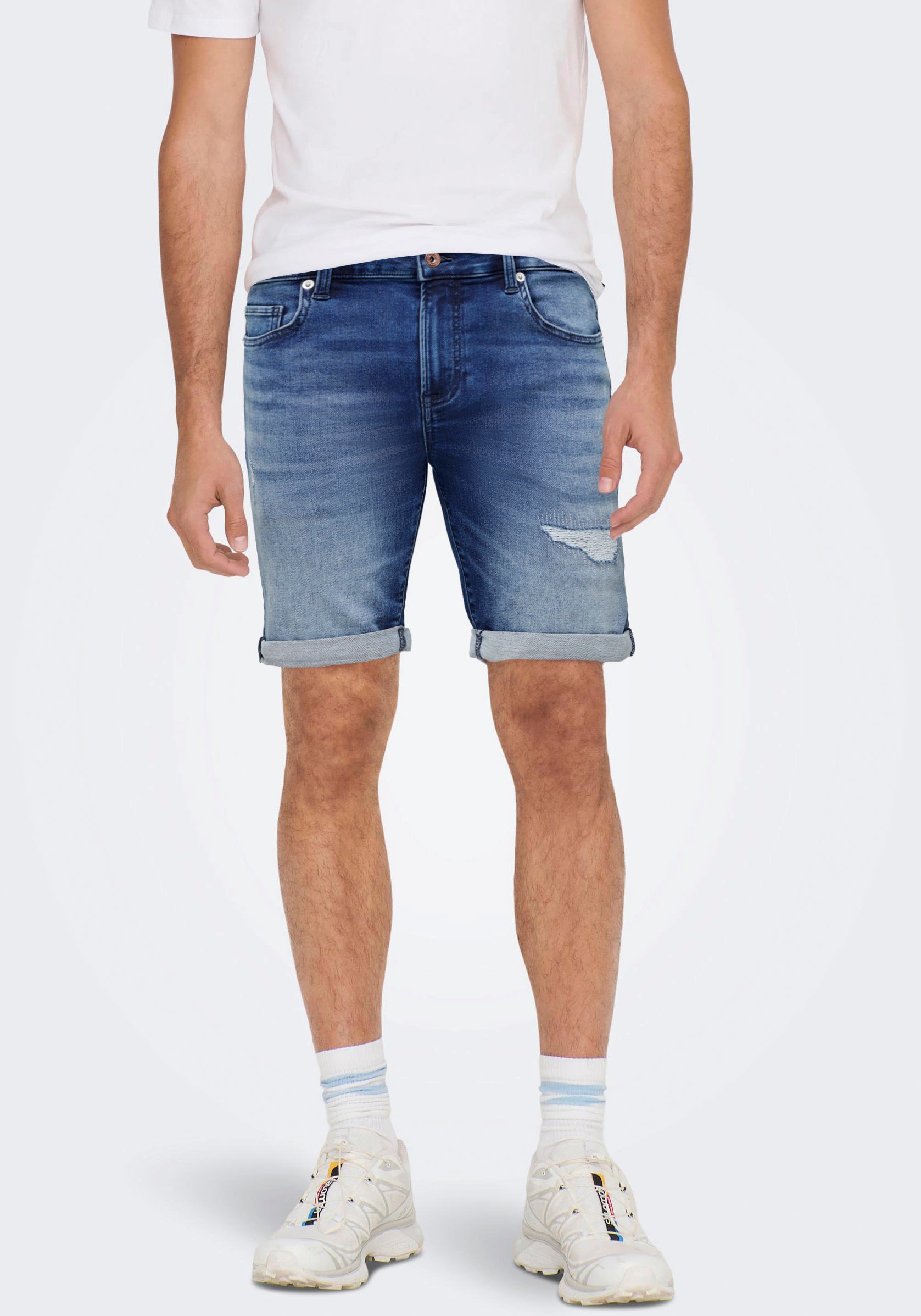 Bild von ONLY & SONS Jeansshorts »ONSPLY DARK-MID BLUE DES JOG 5150«