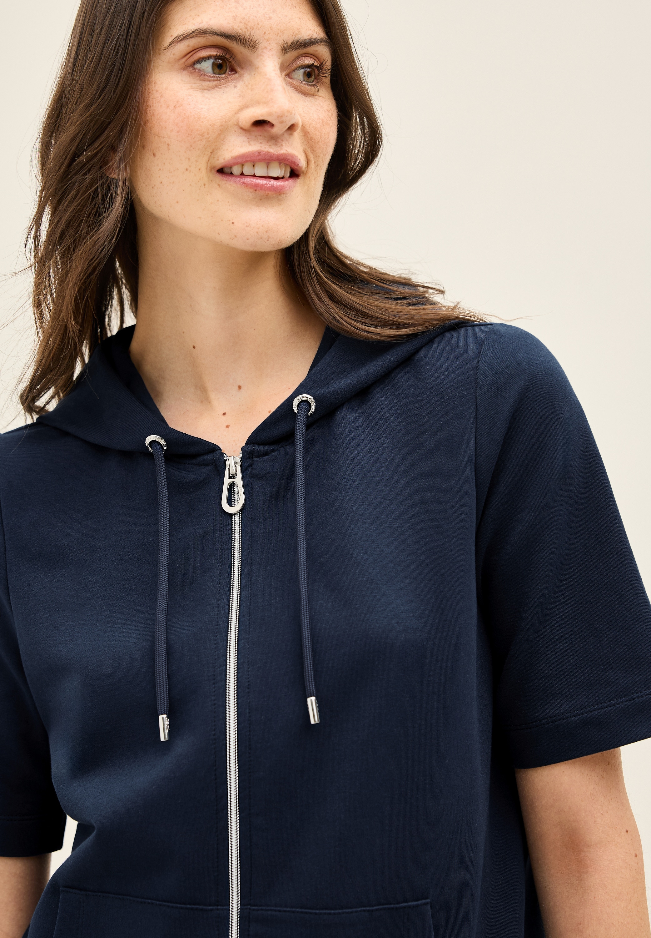 Cecil Kapuzensweatjacke, kurzarm, mit Kordelzug