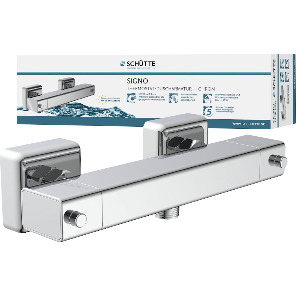 Schütte Duscharmatur »Signo«, mit Thermostat, Mischbatterie Dusche, Duschthermostat in Chrom