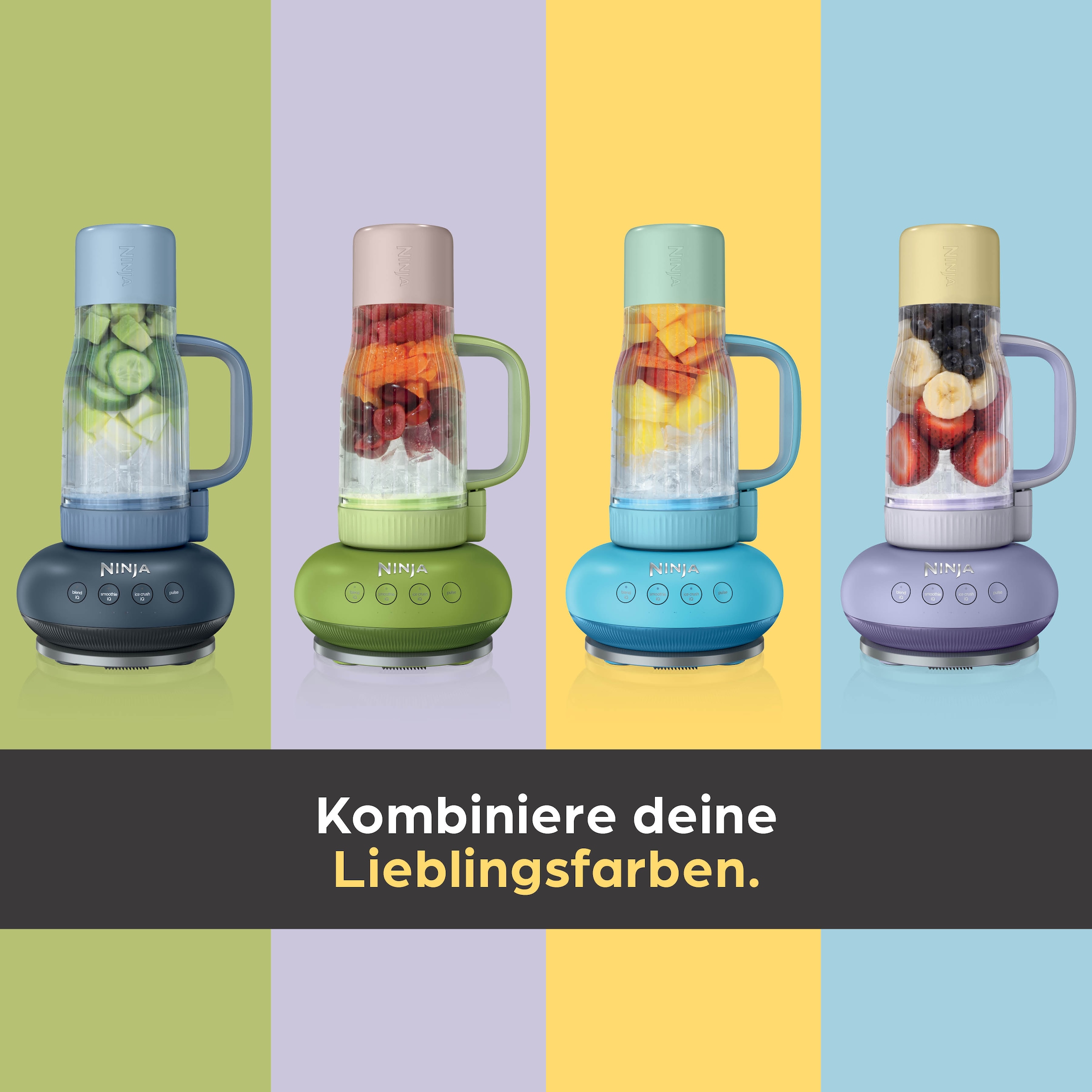 NINJA Zerkleinerer »BlendBoss To-Go-Becher-Mixer - stone/mint DB351EUST« 1100 W Auto-iQ-Technologie, Zerkleinert alles eiskalt-  sogar  tiefgefrorenes