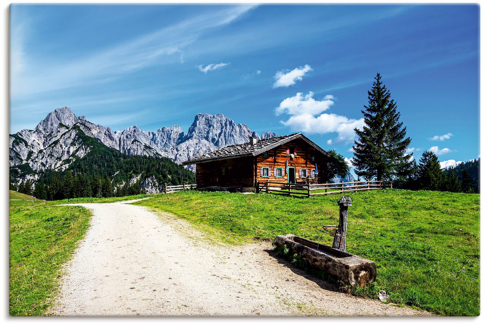 Artland Leinwandbild »Blick auf die Litzlalm mit Hütte« Berge & Alpenbilder günstig online kaufen