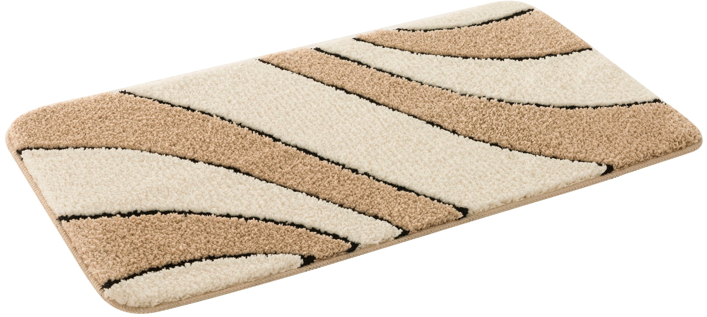 my home Badematte »Anna, Badvorleger, Badezimmer Teppich«, rutschhemmend beschichtet, fußbodenheizungsgeeignet-schnell trocknend, Badteppich, Hoch Tief Effekt, Modern, Weich, Wellen