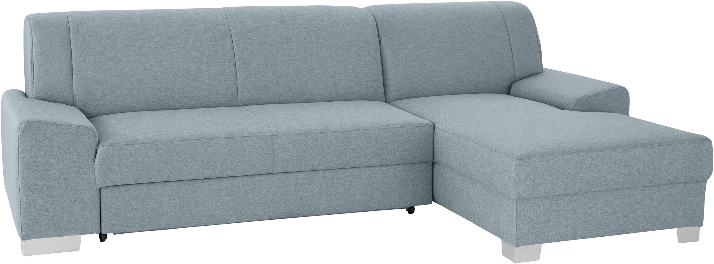 DOMO collection Ecksofa »Anzio L-Form, whlw. Bettfunktion, Federkern, hochwertig, Breite 271 cm«, Mit Bettfunktion, Recamiere rechts, Struktur fein, mint