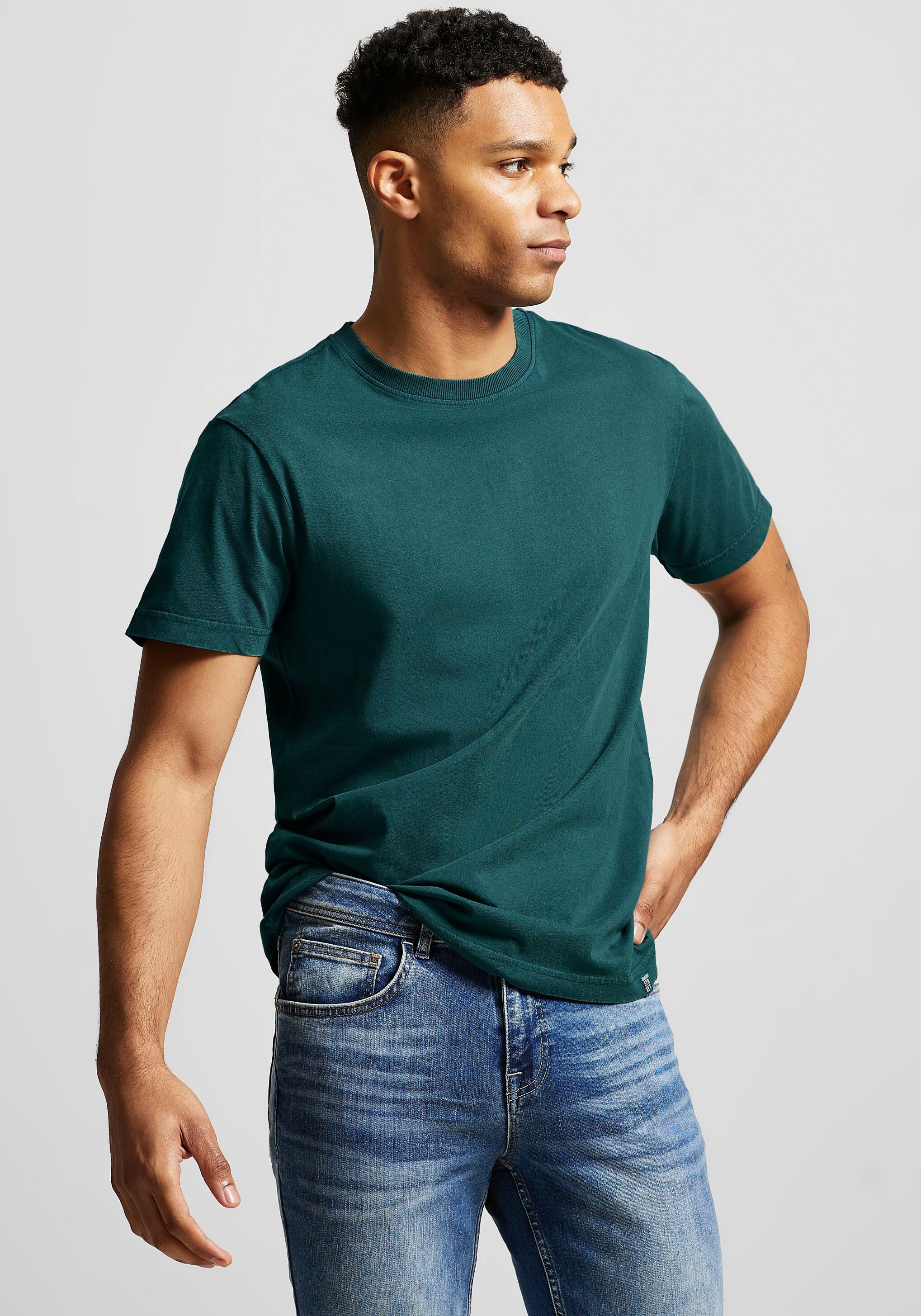 STREET ONE MEN T-Shirt, online mit hüftbedeckender kaufen Länge