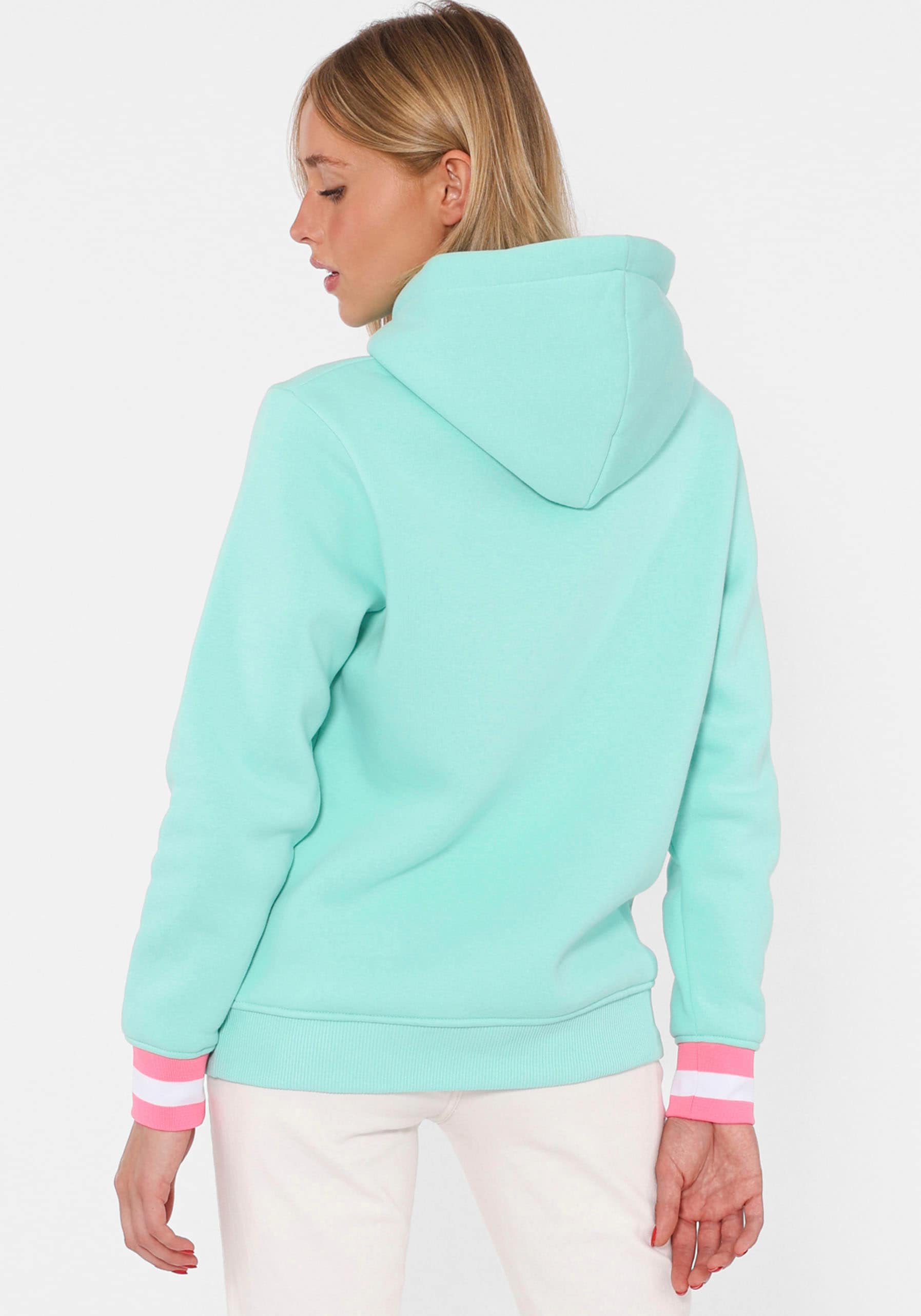 Zwillingsherz Hoodie »"Glücklich am Meer"«, mit Pailletten, Kapuze und kontrastfarbigen Bündchen