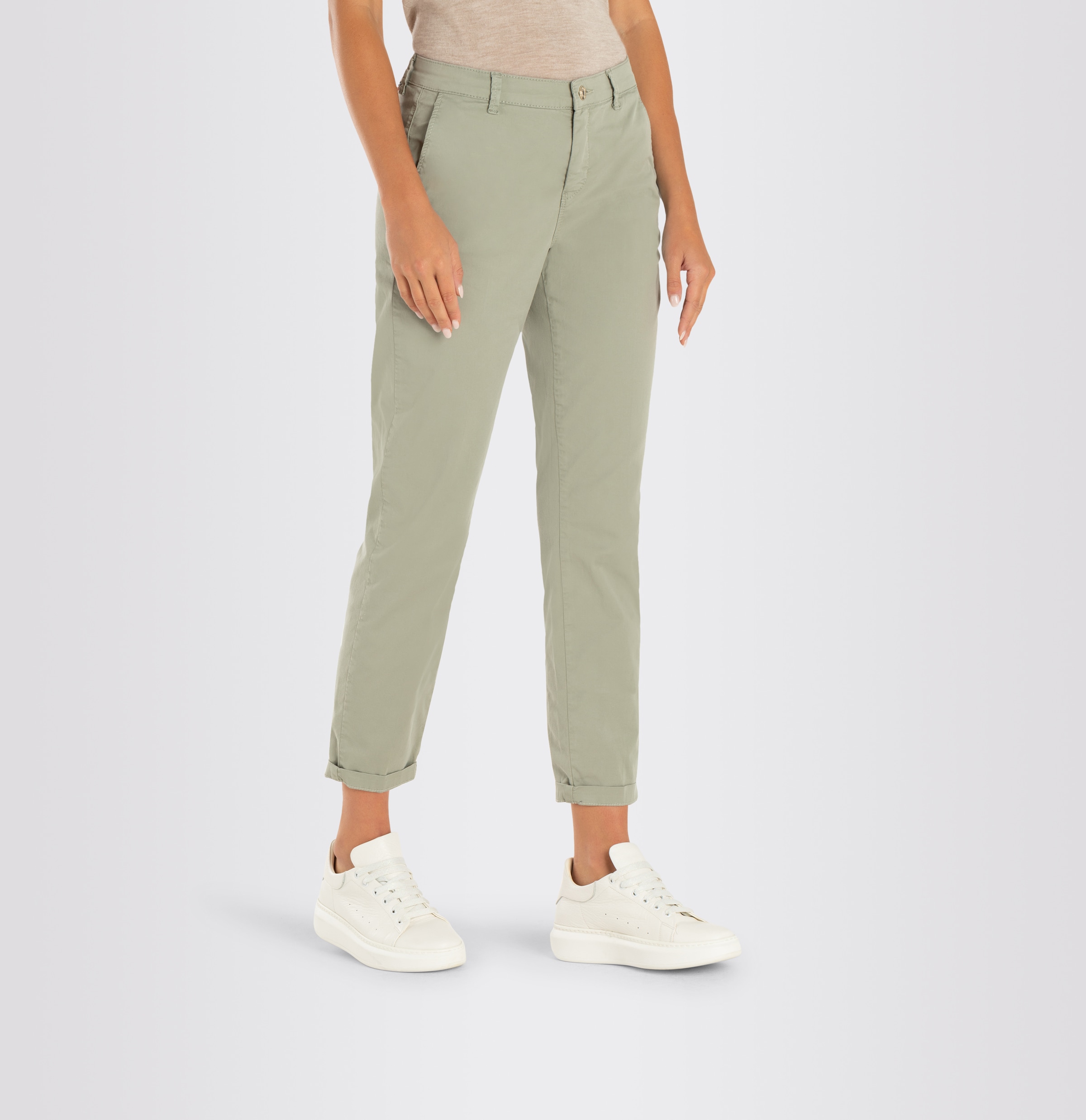 MAC Chinohose »CHINO turn up«, mit dezentem Glanz, elegant und sportiv zugleich