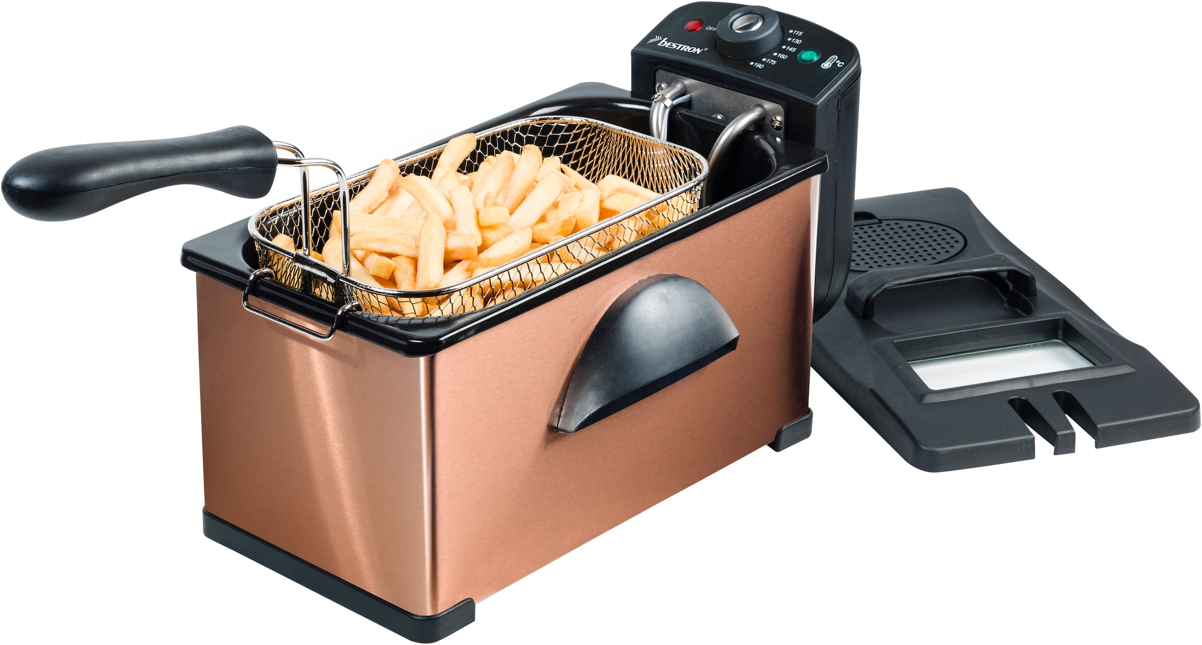 bestron Fritteuse »AF370CO«, 2000 W, Fassungsvermögen 1 kg, mit Cool Zone, 3,5 Liter, Kupfer