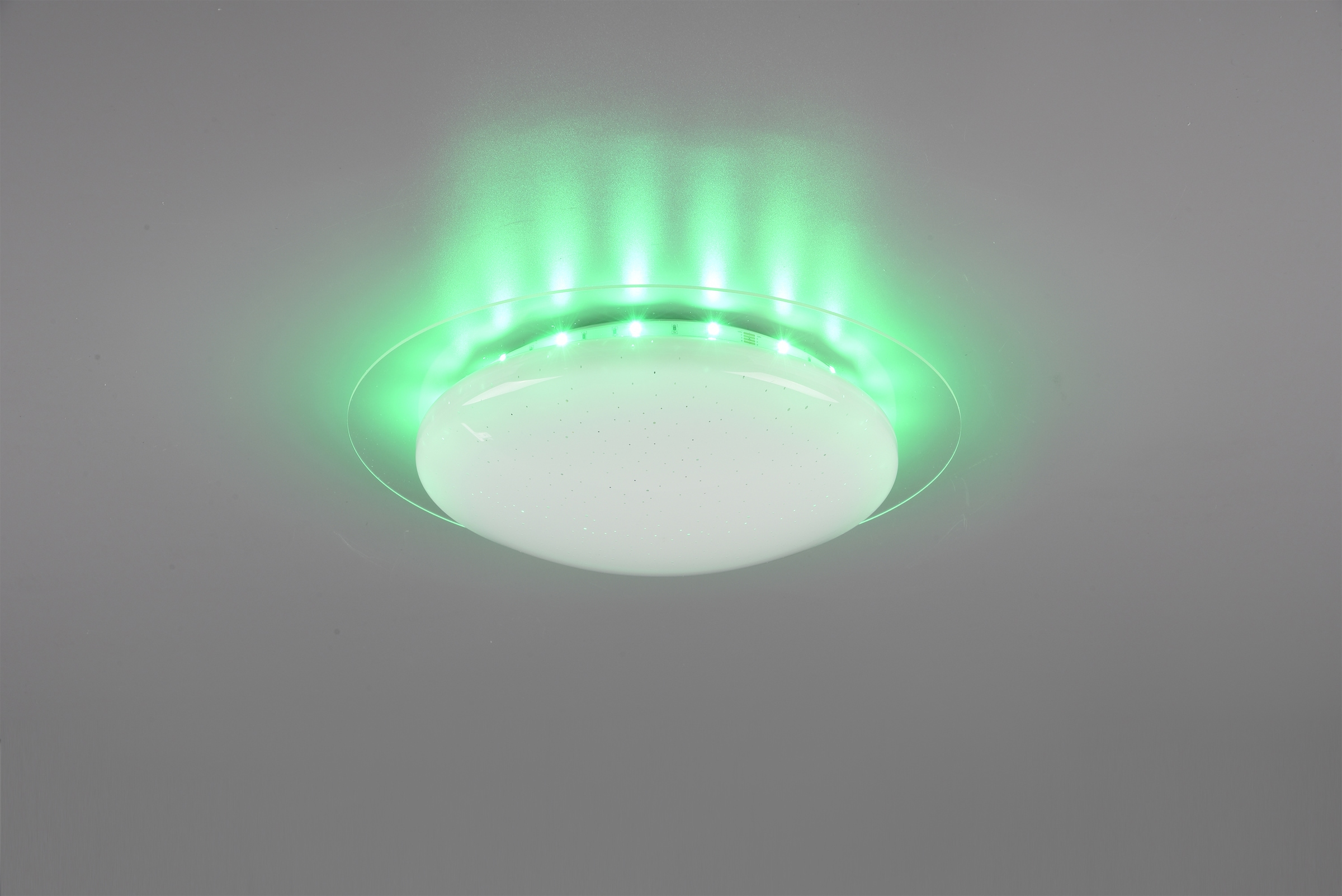 REALITY Leuchten LED Deckenleuchte »Joleen«, 1 flammig, Leuchtmittel LED-Board | LED fest integriert, Ø 35 cm mit RGB Backlight, Starlight-Effekt, inkl. Fernbed., Dimmer