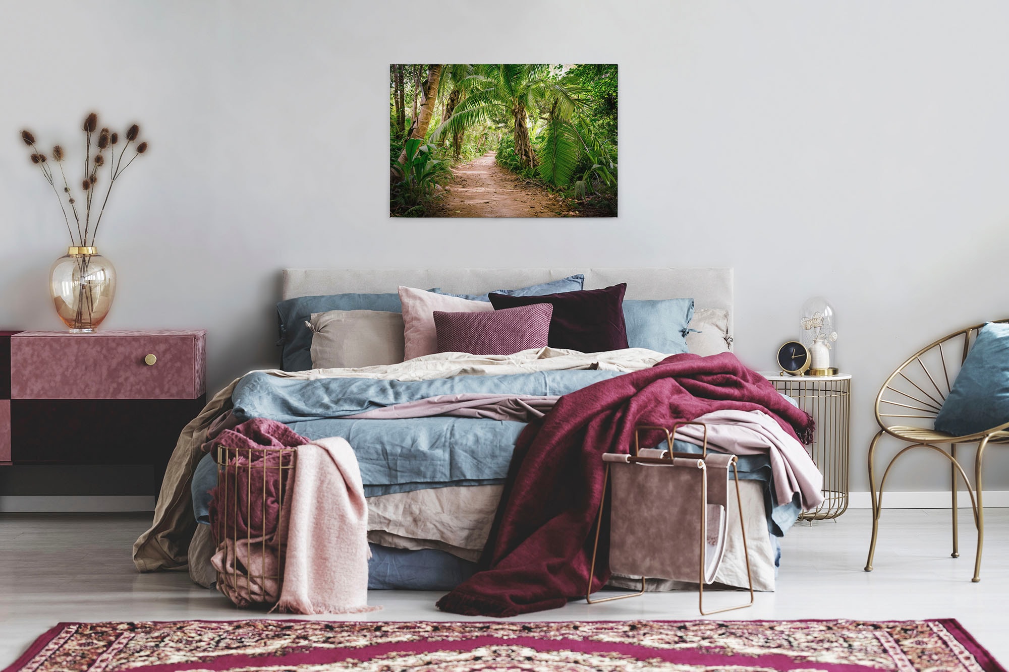 A.S. Création Leinwandbild »Palm Walk«, Kunst-Gemälde-Kinder, (1 St.), Palmen Wald Keilrahmen Natur Leinwand-Bild Wohnzimmer modern Wandbild