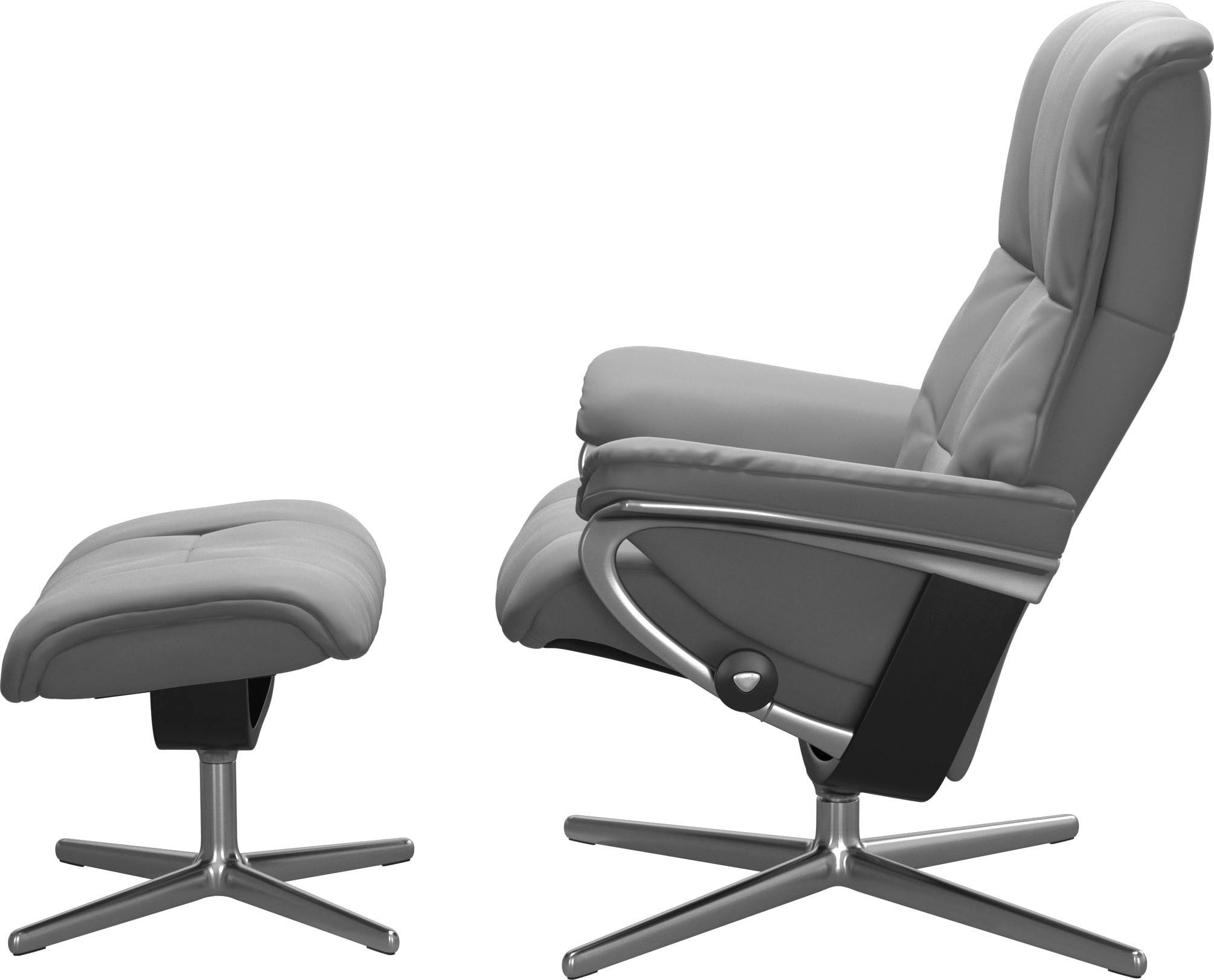 Stressless® Relaxsessel »Mayfair«, (Set, Relaxsessel mit Hocker), mit Hocker, mit Cross Base, Größe S, M & L, Holzakzent Schwarz