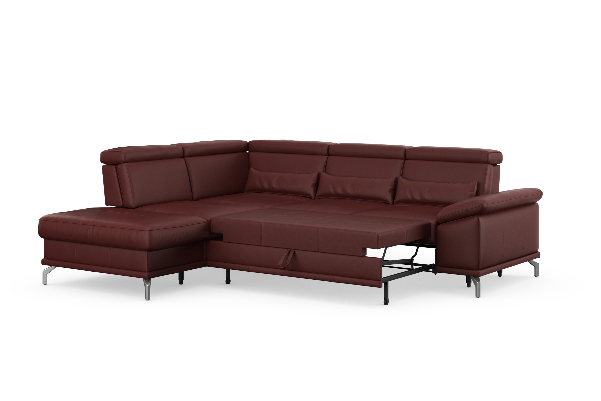 sit&more Ecksofa »Cabrio L-Form, mit Sitztiefenverstellung, Arm- und Kopfteilverstellung«, 3 Nierenkissen, Federkern, optional Bettfunktion und Stauraum