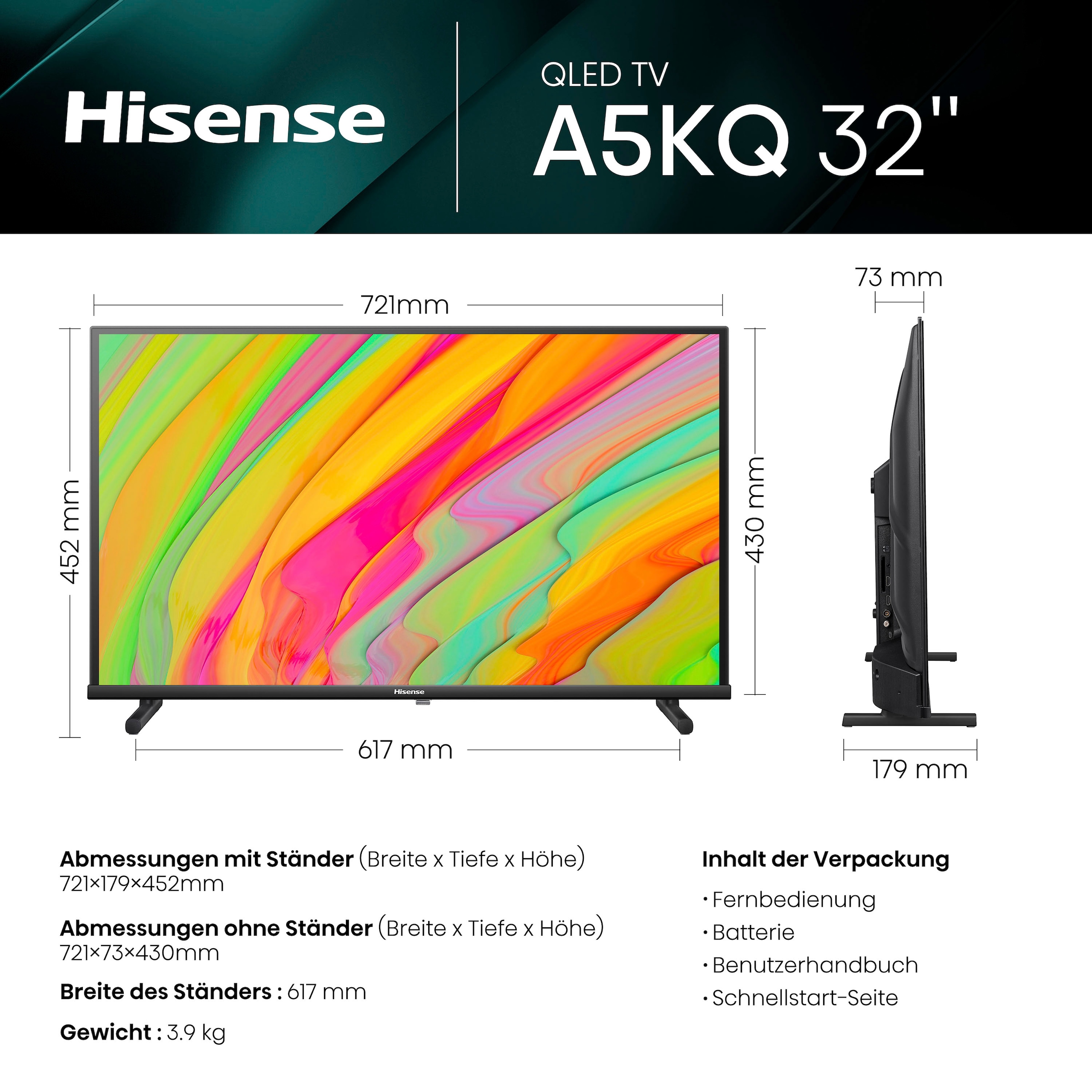 Hisense QLED-Fernseher, Full Full HD, cm/32 Positionierung,VIDAA Zoll, bestellen 80 U6 HD,Hisense QLED,Duale online