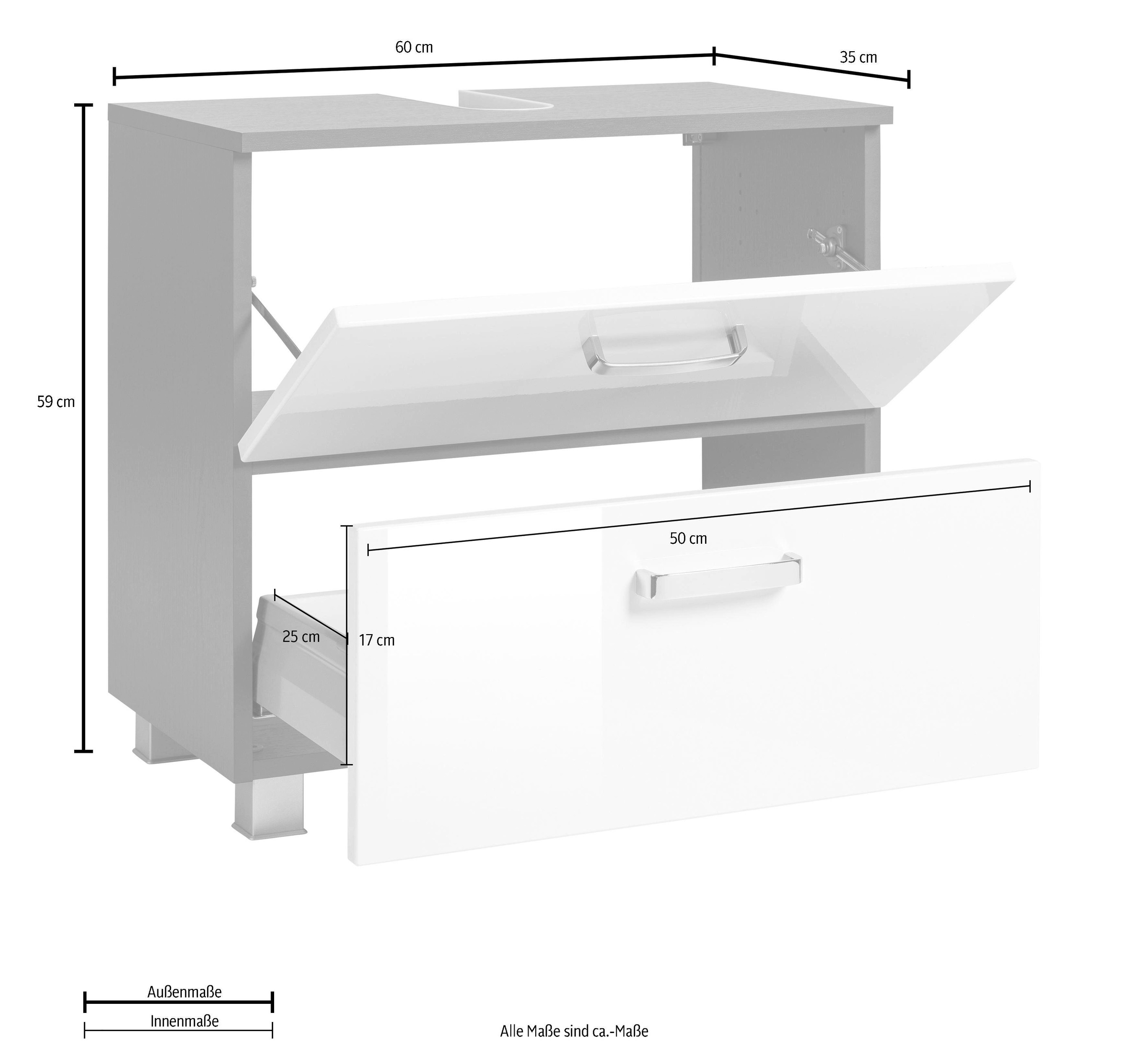 welltime Waschbeckenunterschrank »Ravenna«, Breite 60 cm, mit Soft-Close-Funktion