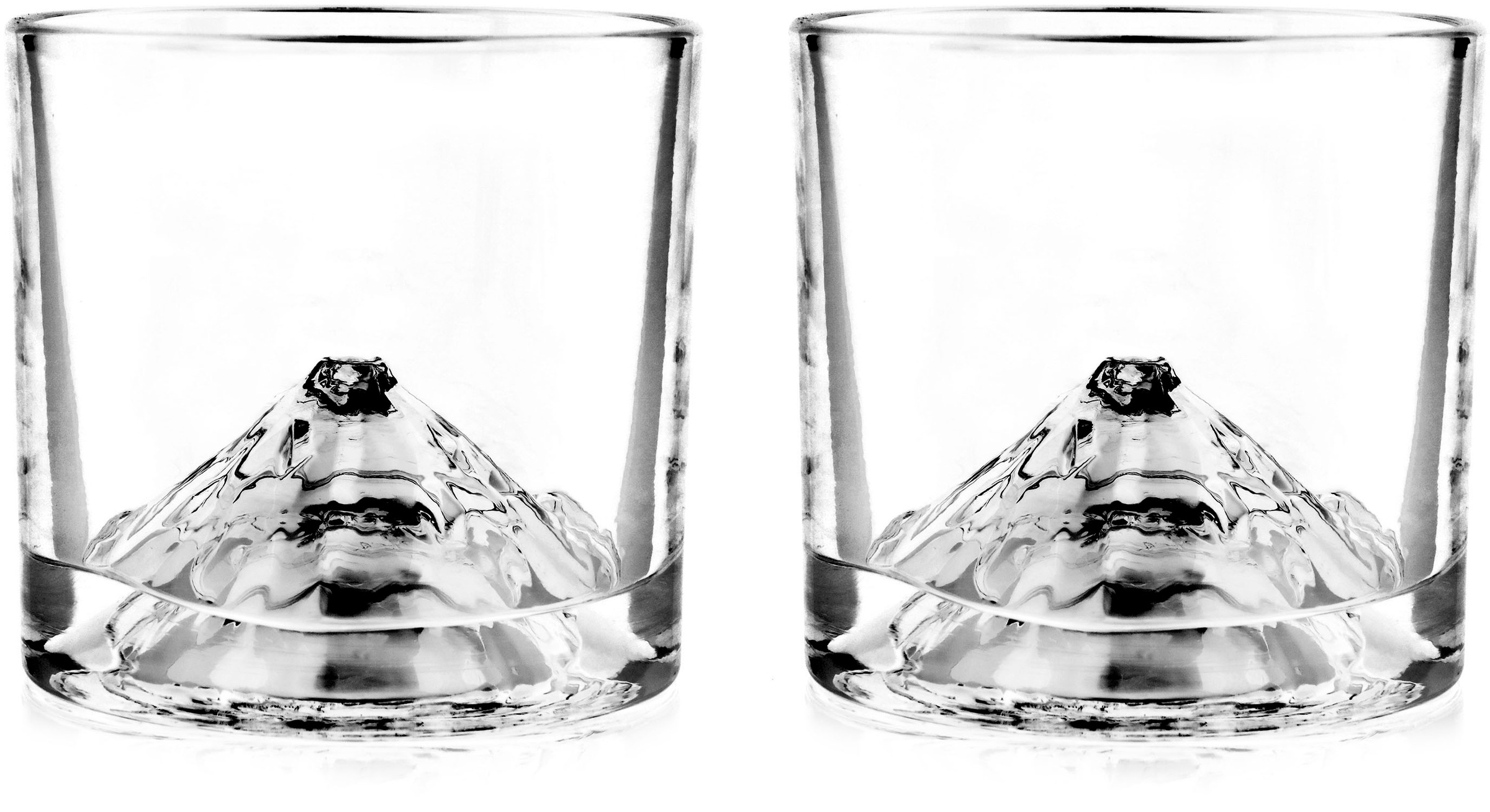 Whiskyglas »Fuji«, (Set, 2 tlg.), dicker Glasboden als Bergmotiv, 260 ml, 2-teilig