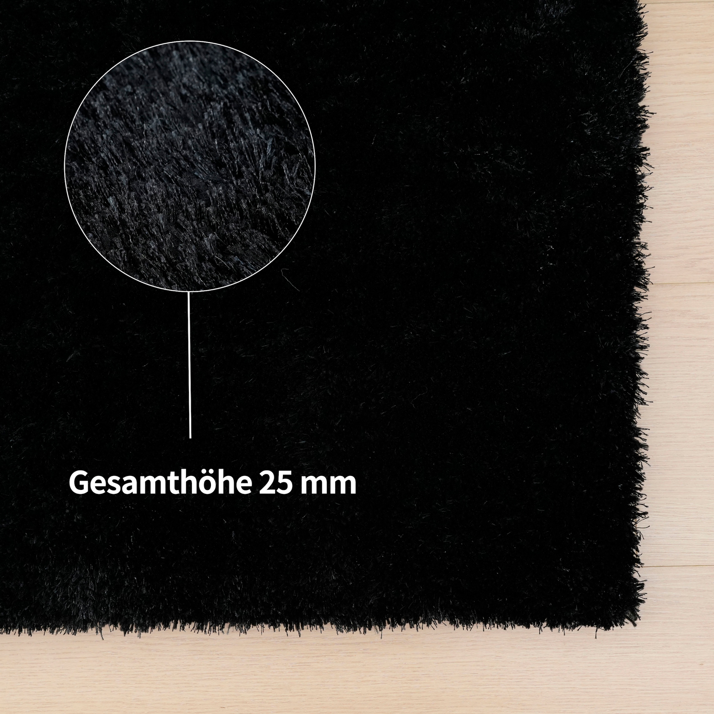 my home Hochflor-Teppich »Dana light, besonders weich, Mikrofaser Teppiche«, rechteckig, 25 mm Höhe, uni, leichter Glanz, Wohnzimmer, Schlafzimmer, Esszimmer