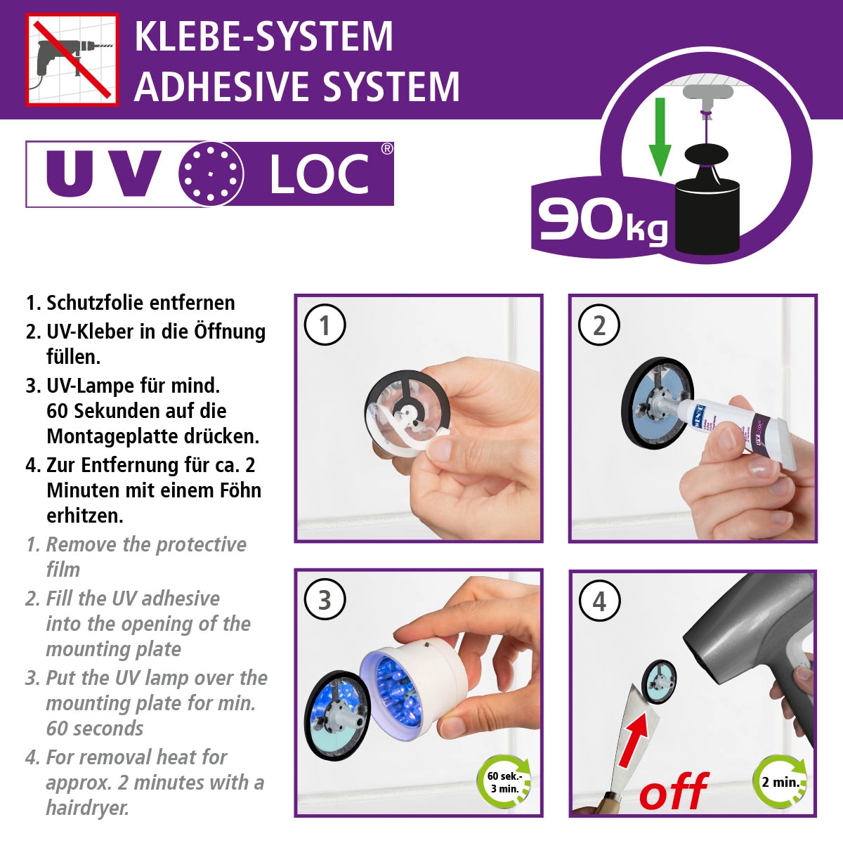 WENKO WC-Garnitur »UV-Loc® Isera«, aus Edelstahl, befestigen ohne Bohren mit UV-Loc