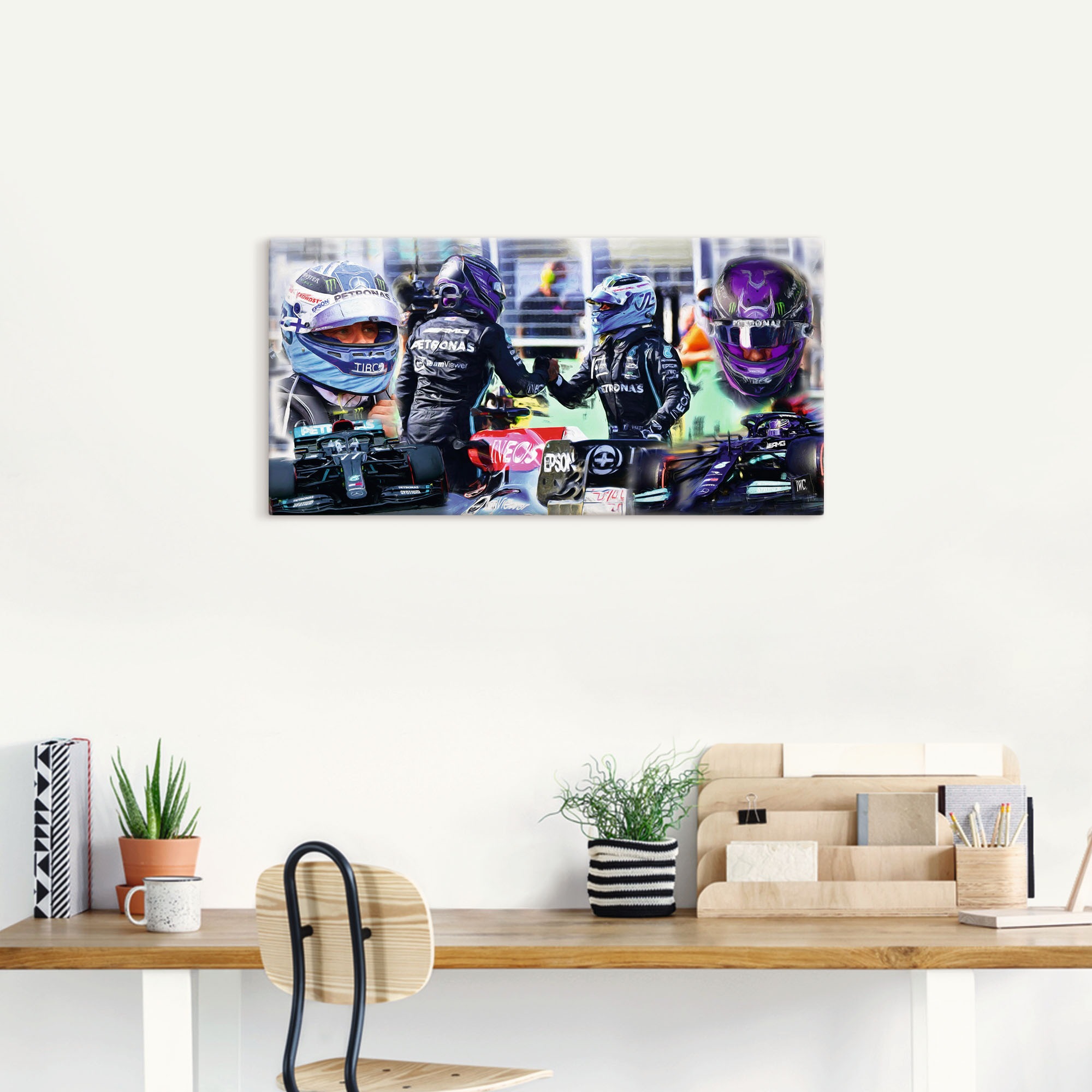 Artland Wandbild »Teamgeist Valtteri Bottas Lewis Hamilton«, Auto, (1 St.), als Alubild, Leinwandbild, Wandaufkleber oder Poster in versch. Größen