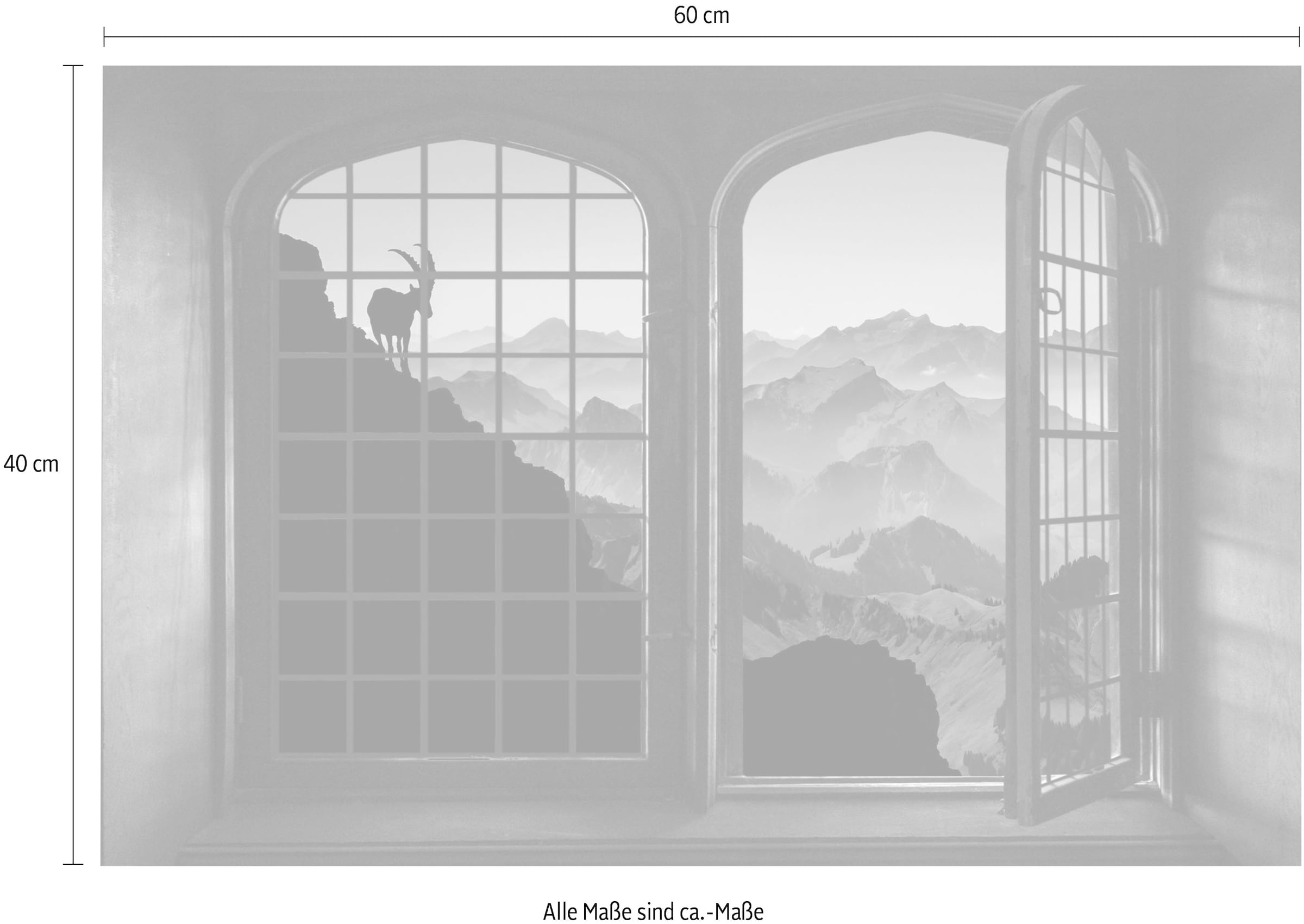 queence Wandsticker »Berge«, Wandsticker, Wandbild, selbstklebend, 3D, Fenster