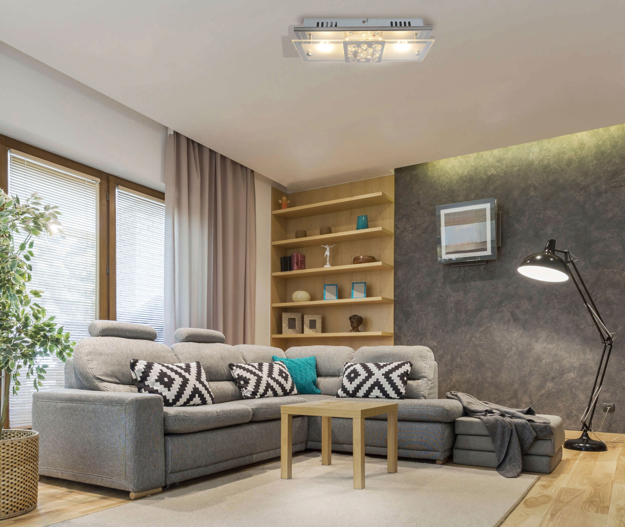 näve LED Deckenleuchte »Chur«, 1 flammig, chrom teilsatiniert mit Kristallen, incl. LED total 11W