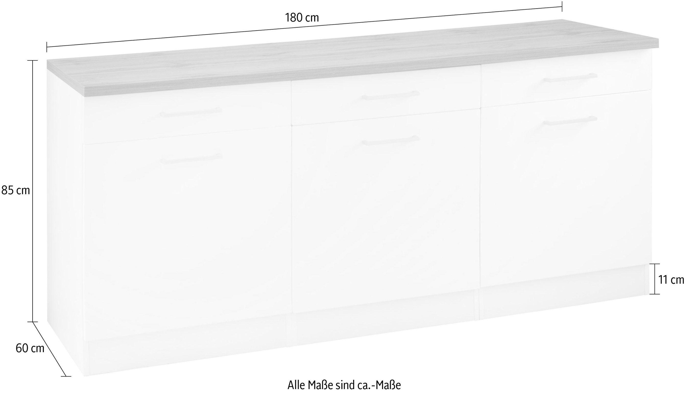 KOCHSTATION Unterschrank »KS-Kehl« Breite 180 cm