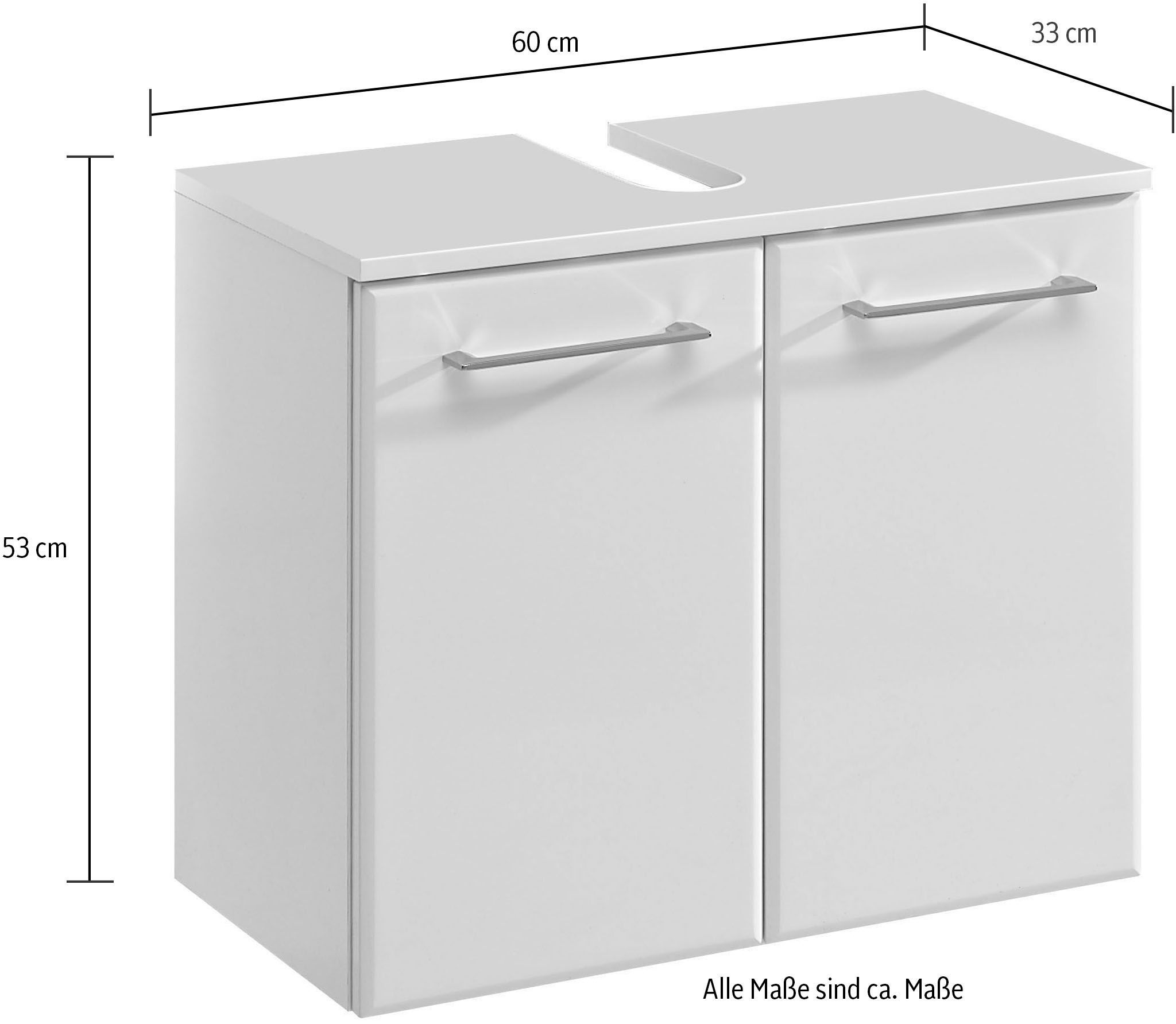 Saphir Badmöbel-Set »Quickset 376 2-teilig, Waschbeckenunterschrank und LED-Spiegelschrank«, (Set), in Weiß Hochglanz, inkl. Türdämpfer, ohne Waschbecken, 5 Türen