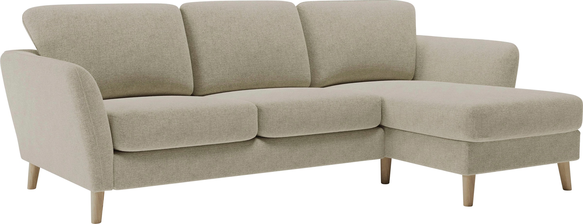 Home affaire Ecksofa »MARSEILLE (242/152cm),L-Form, Rec. rechts/links«, Massivholzbeine Eiche, Landhausstil, Wellenunterfederung