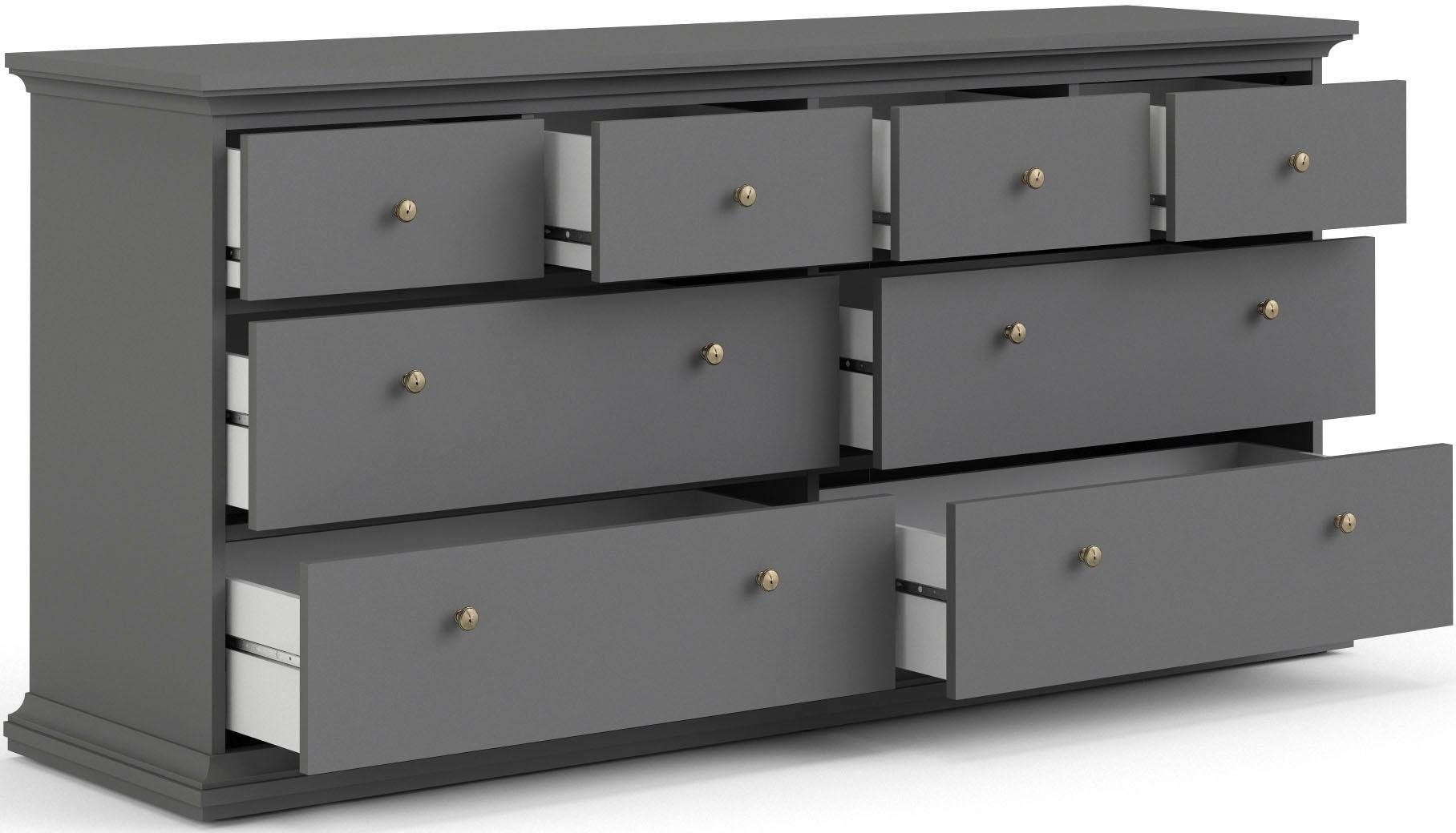 Home affaire Kommode »Paris, Aufbewahrung, Schubladenschrank, Stauraum«, mit 8 Schubladen, Breite 184 cm, Höhe 87 cm