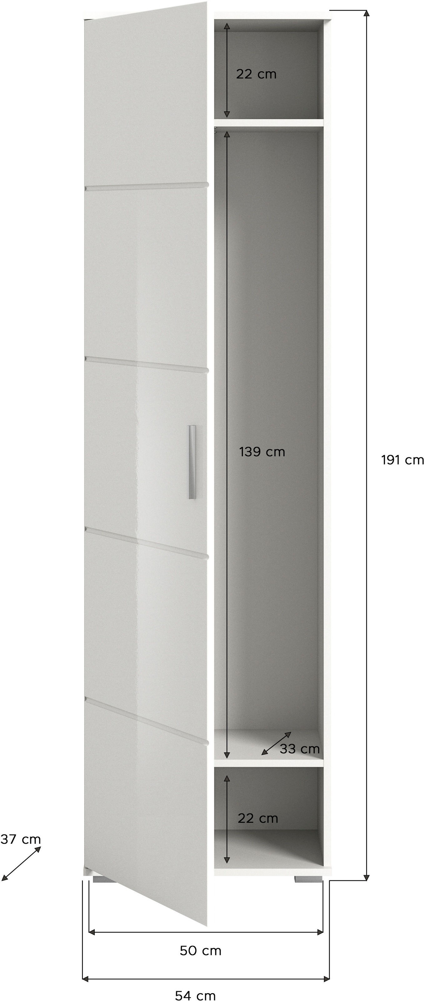 INOSIGN Garderoben-Set »Valge, Breite 140 cm, 4-teiliges Set, bestehend aus:«, (4 St.), Garderobenschrank, Spiegelschrank, Sitzbank und Garderobenpaneel