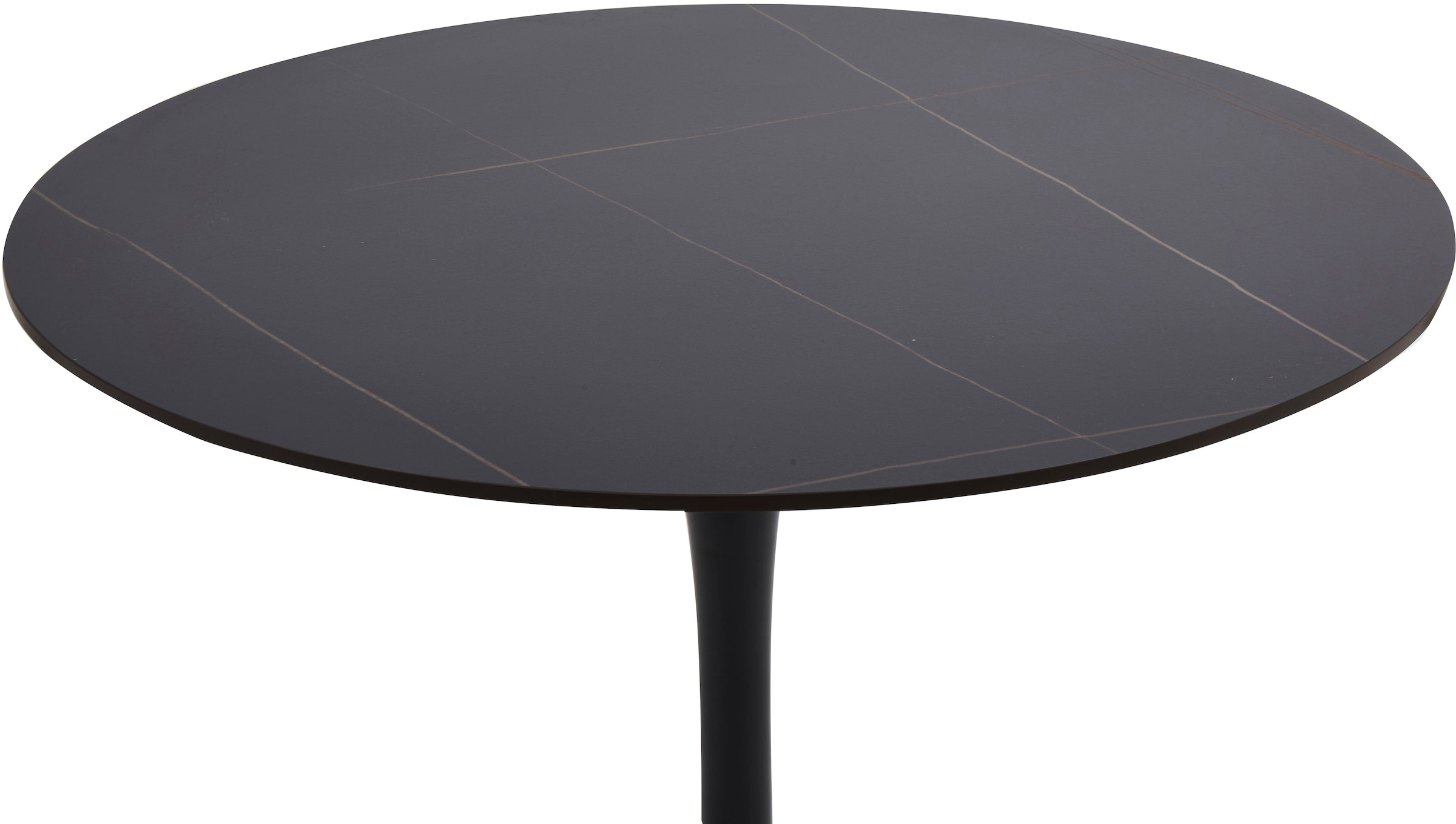 OTTO home Essgruppe »Freya« Set, 4 tlg. runder Esstisch 90 cm in Sinterstein, Black Copper mit 3 Samtstühlen