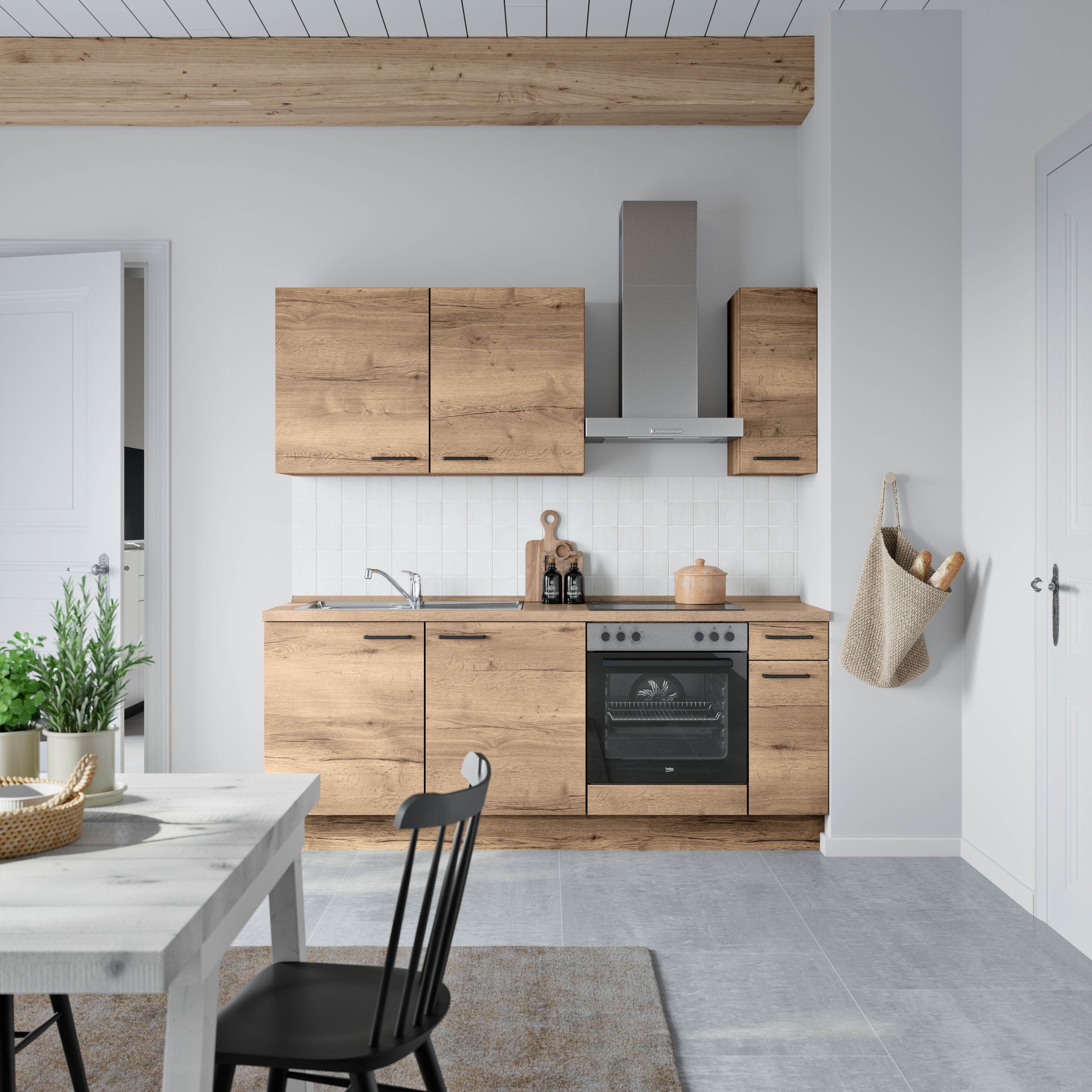 nobilia® Küchenzeile »"Structura I"«, vormontiert, Ausrichtung wählbar, Breite 210 cm, wahlw. mit E-Geräten