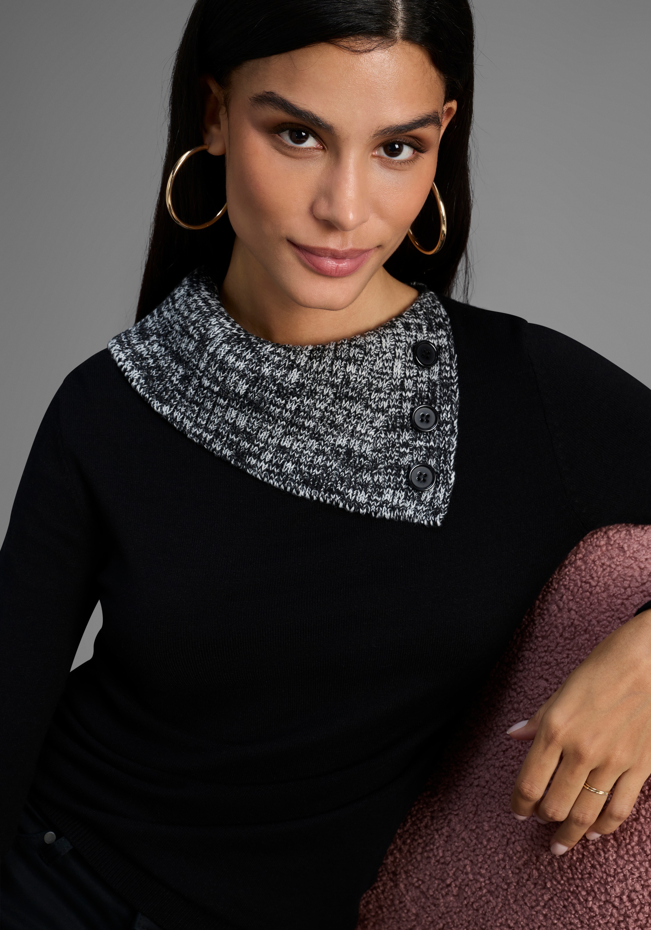 Bruno Banani Strickpullover, mit offenem Rollkragen - NEUE KOLLEKTION