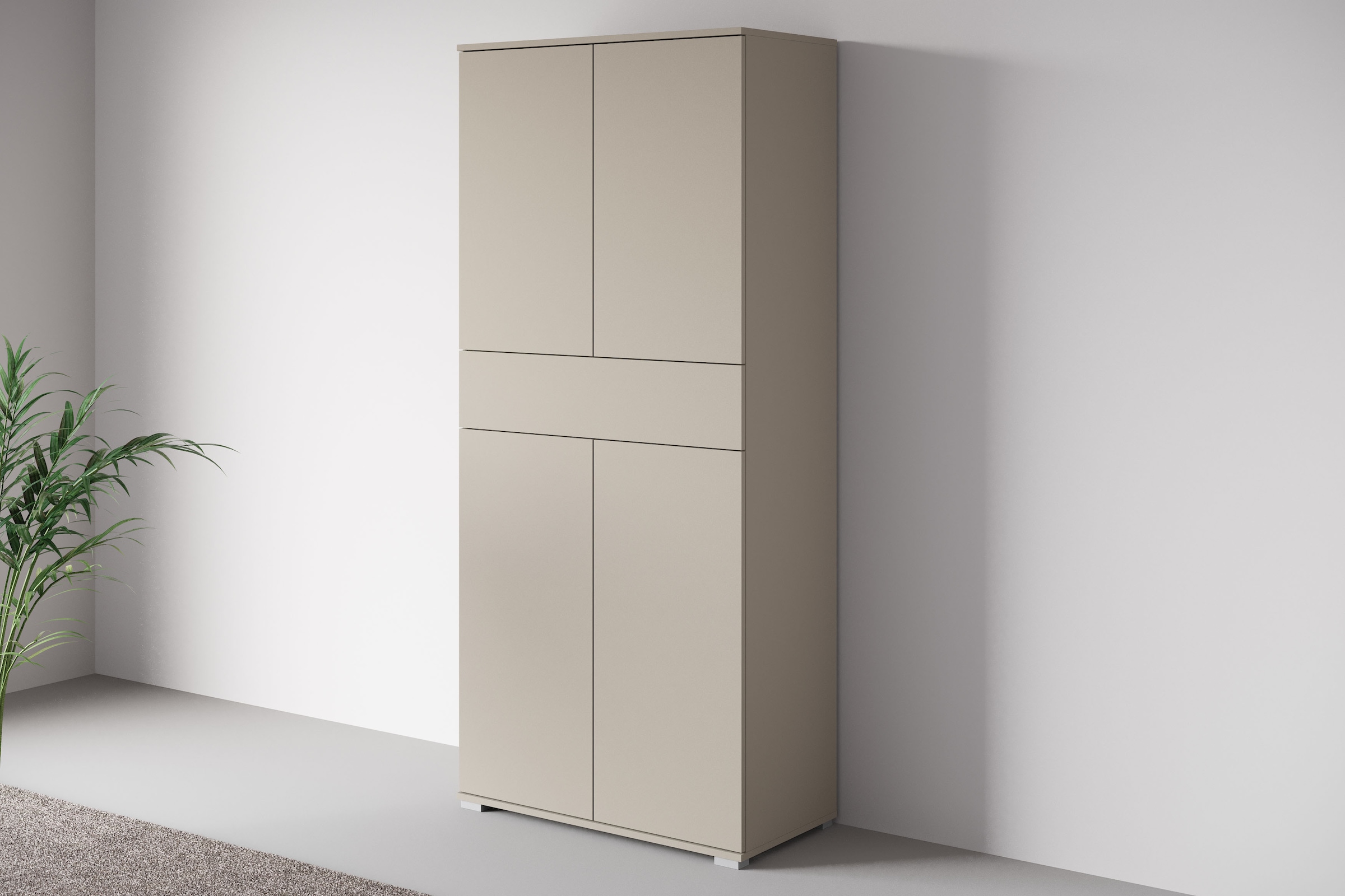 OTTO home Aktenschrank »Kenia, Stauraumschrank 80 cm breit mit Schublade« 1 Stk. tlg. Griffloses Design mit Push-to-Open und verstellbaren Einlegeböden